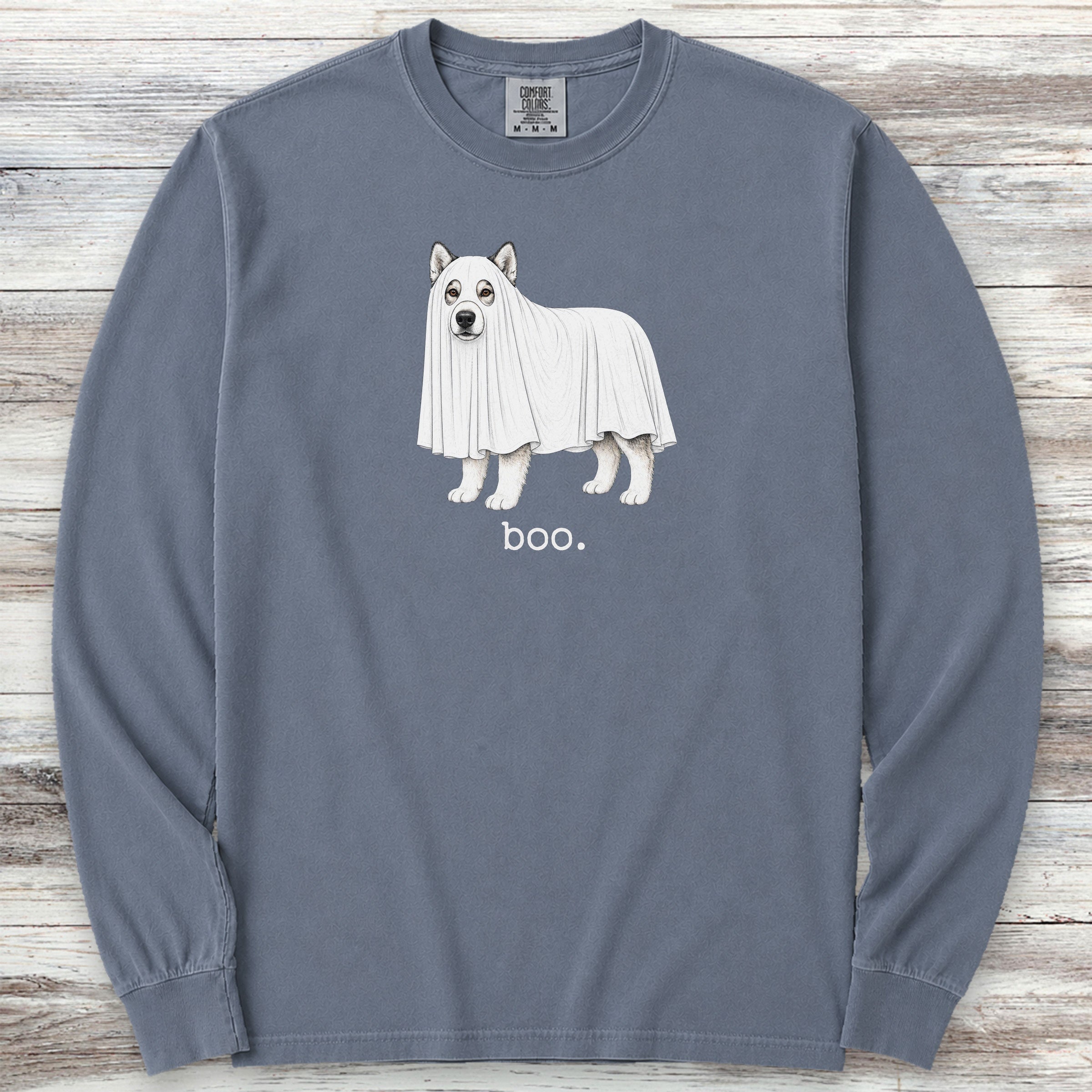 Alaskan Malamute Boo Long Sleeve Tee - Blue Jean