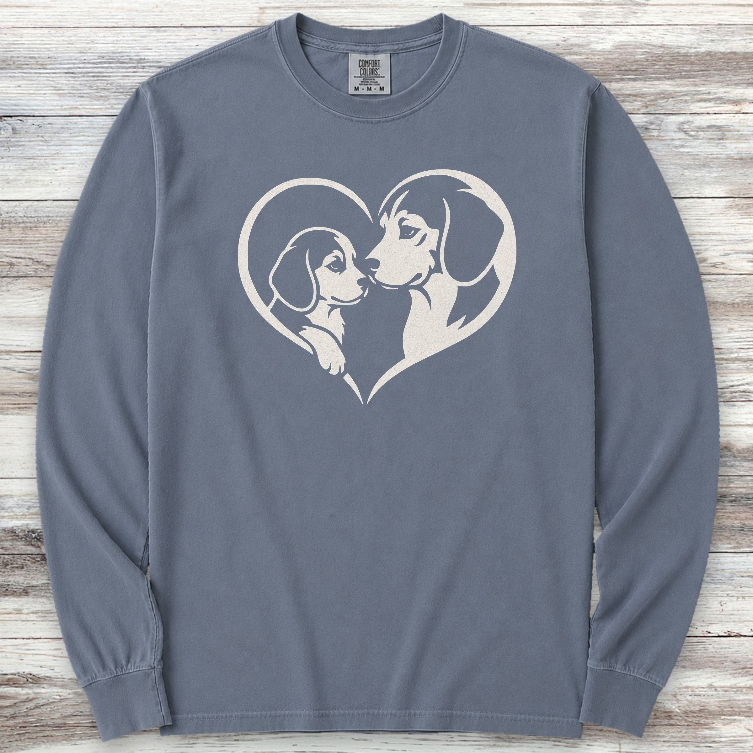 Beagle Heart Bond Long Sleeve Tee - Blue Jean