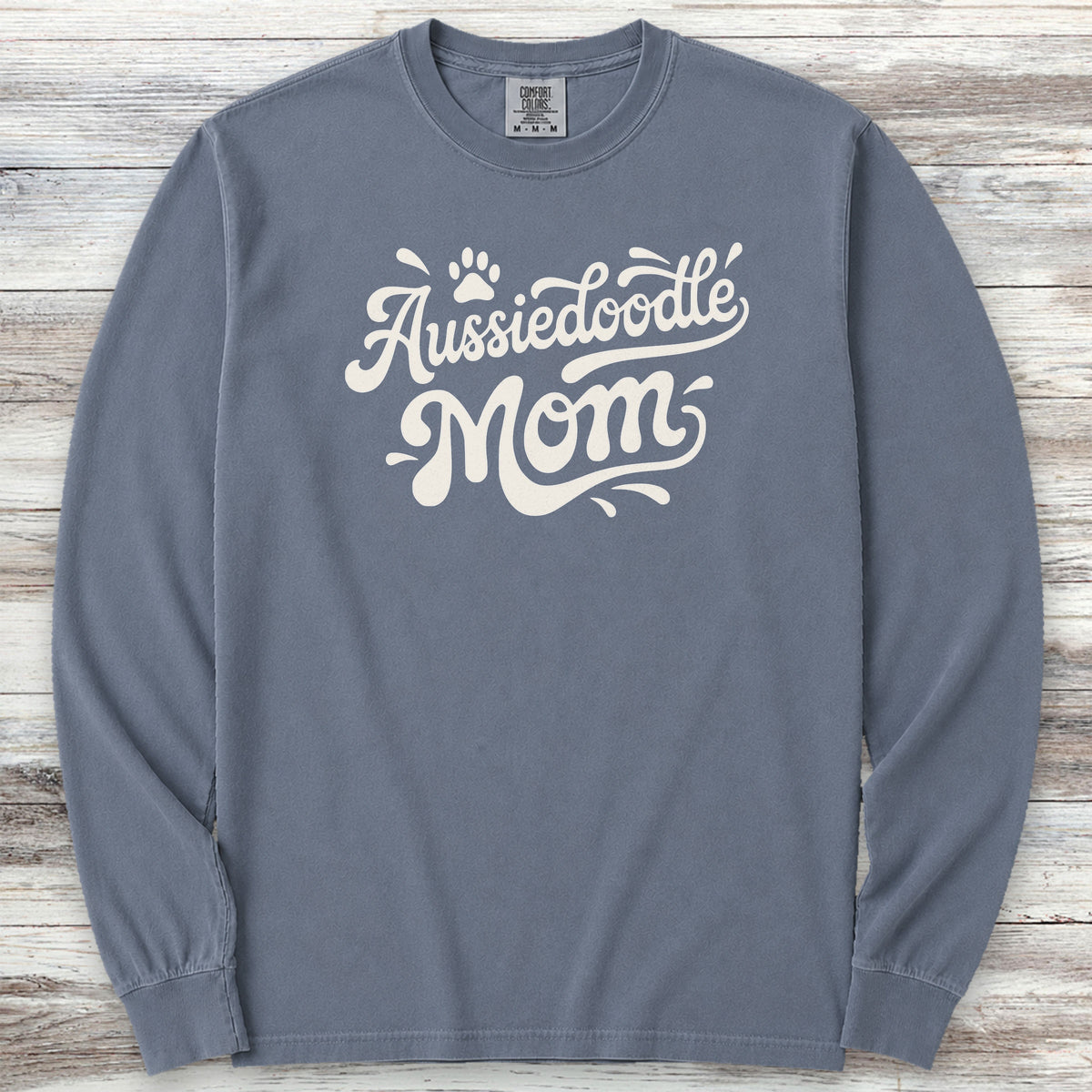 Aussiedoodle Groovy Mom Long Sleeve Tee - Blue Jean