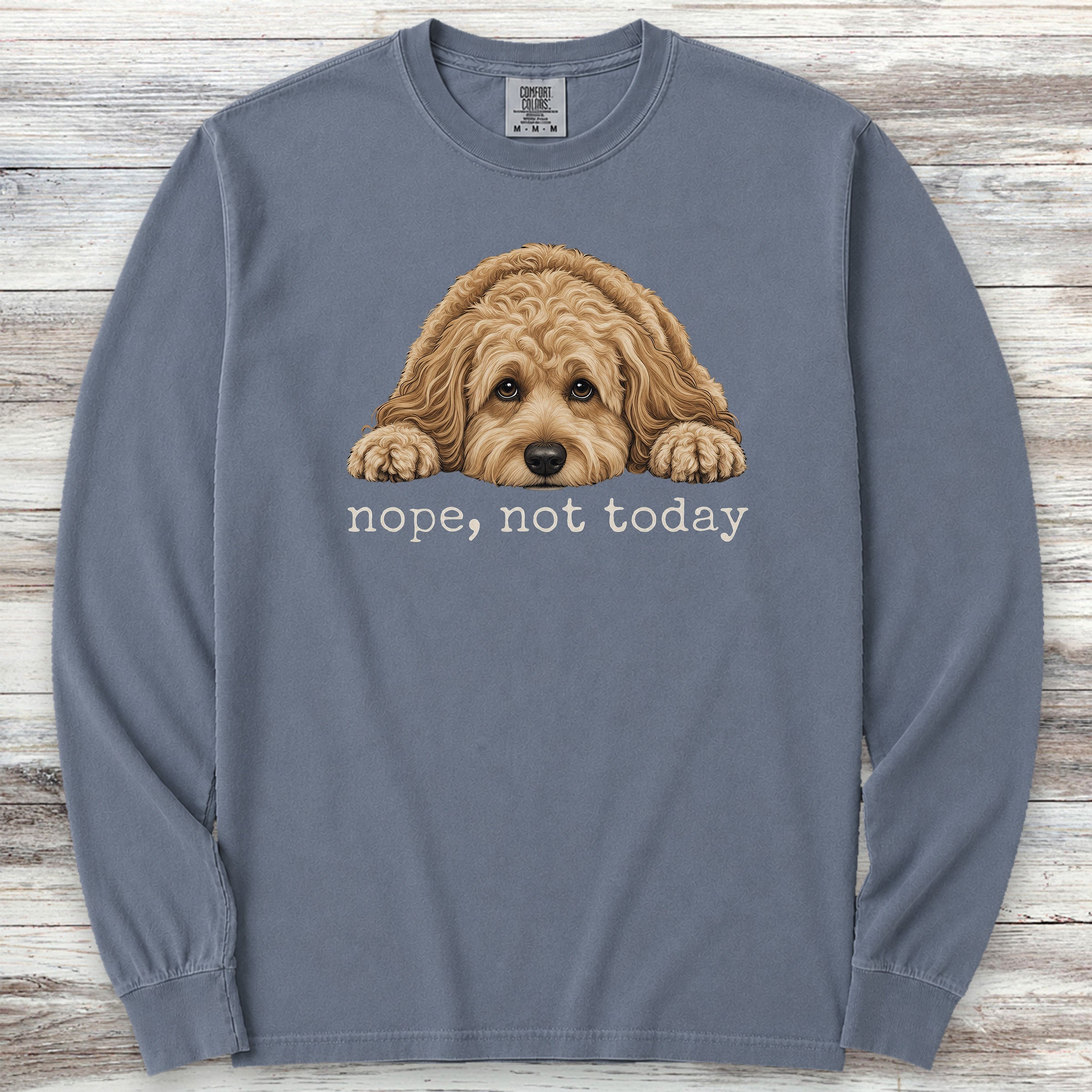 Cockapoo Nope Long Sleeve Tee - Blue Jean
