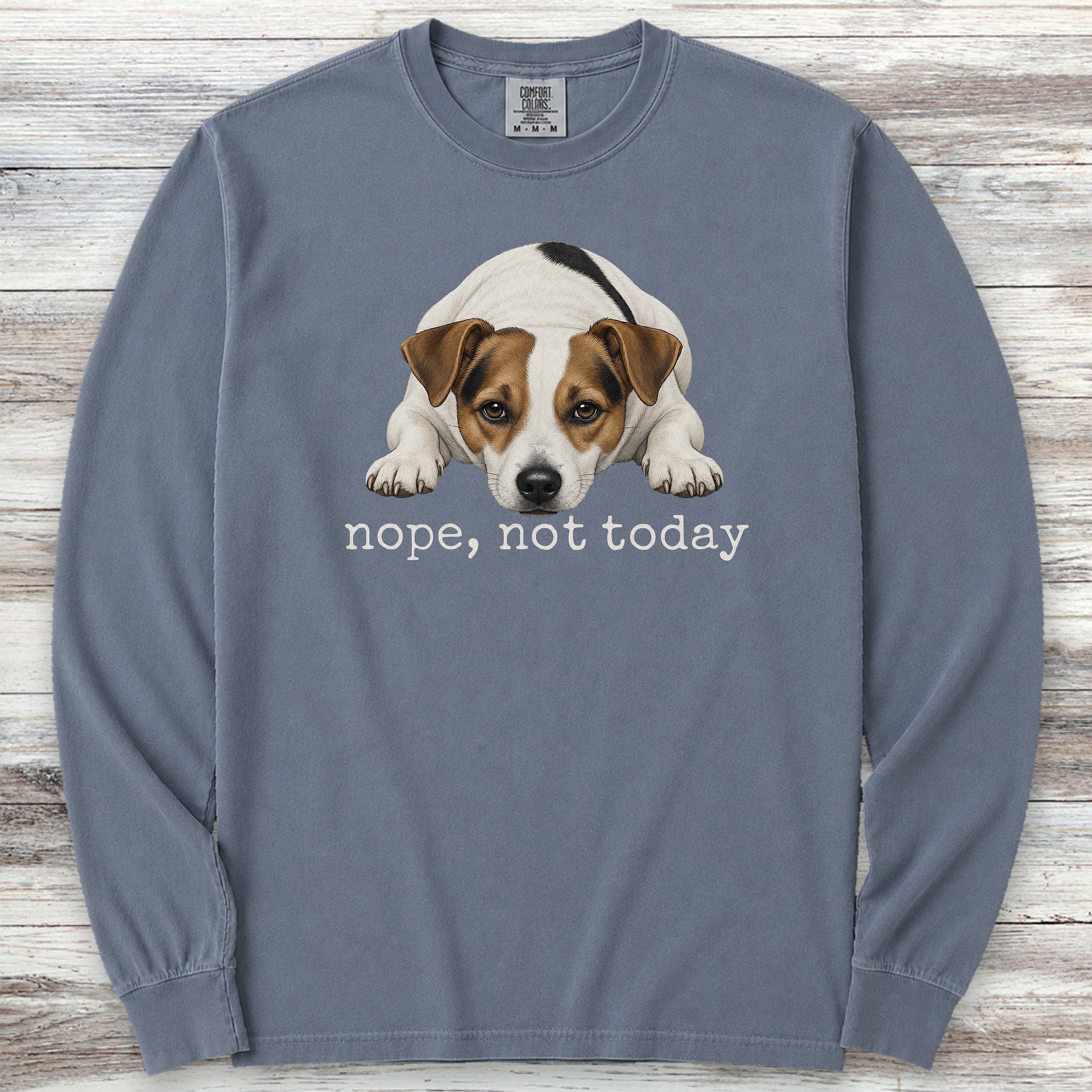 Jack Russell Nope Long Sleeve Tee - Blue Jean