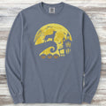 Dutch Shepherd Halloween Moon Long Sleeve Tee - Blue Jean