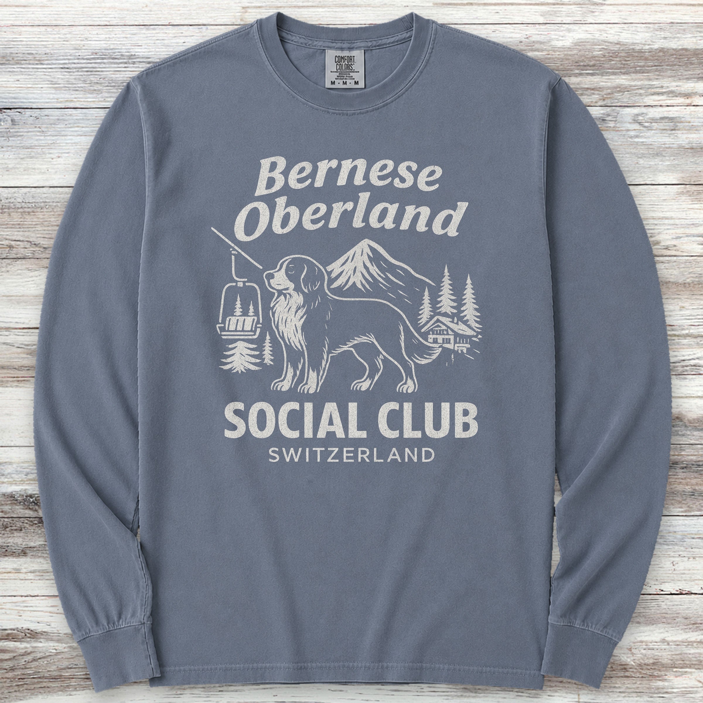 Bernese Mountain Dog Oberland Long Sleeve Tee - Blue Jean