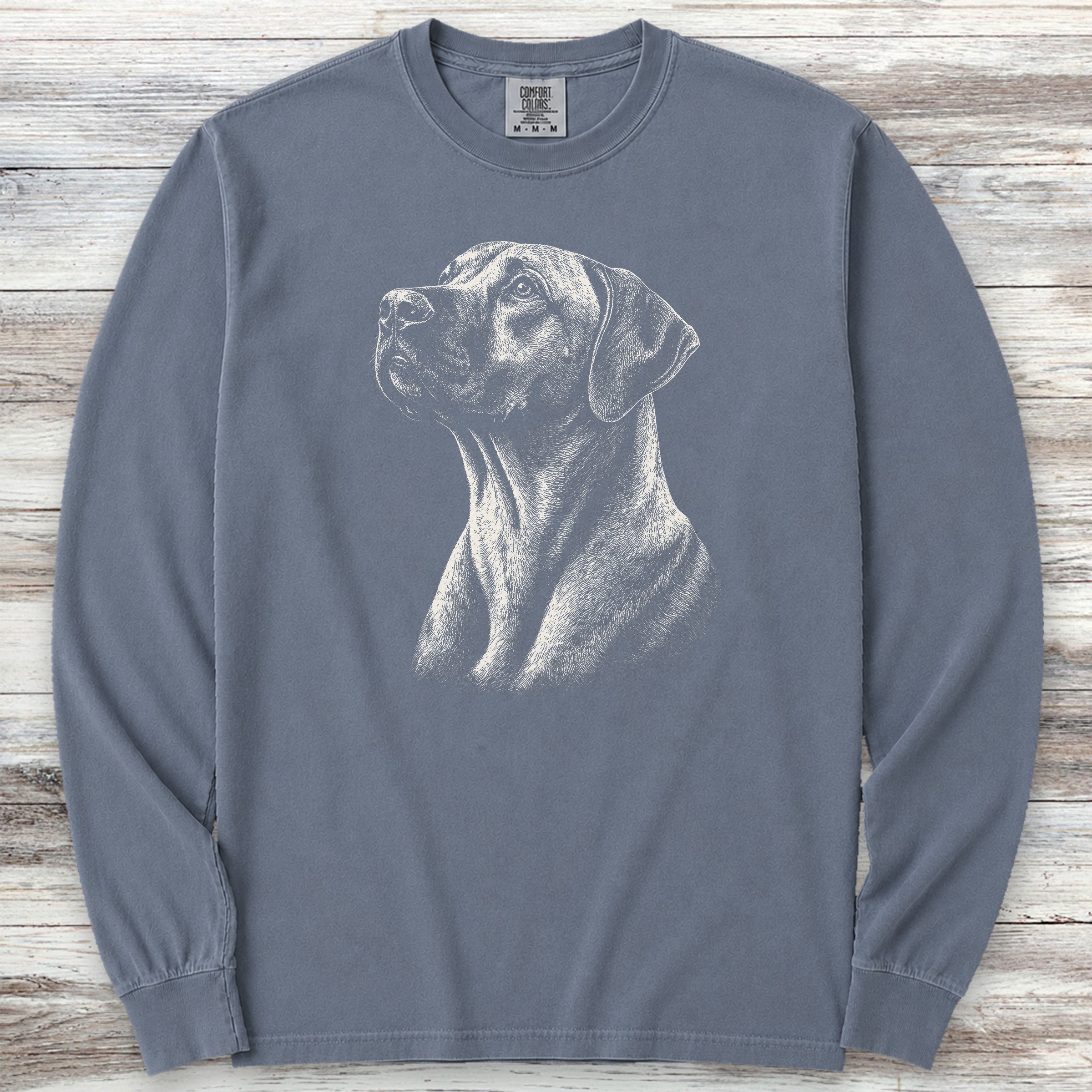 Rhodesian Ridgeback Loyalty Long Sleeve Tee - Blue Jean