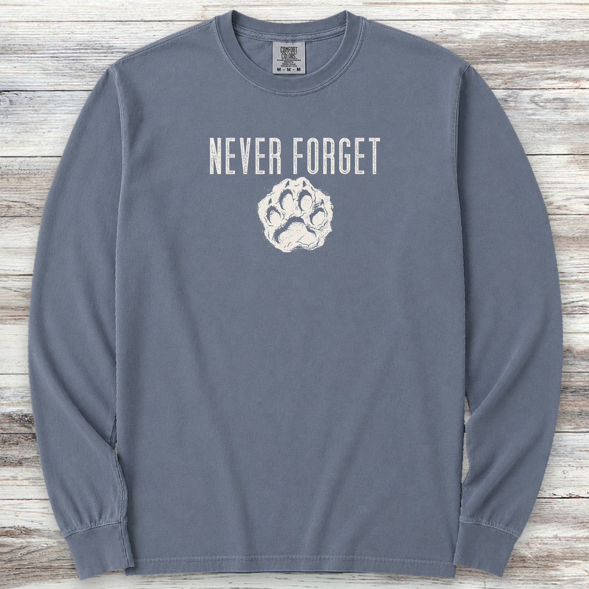 Never Forget Pawprint Long Sleeve Tee - Blue Jean