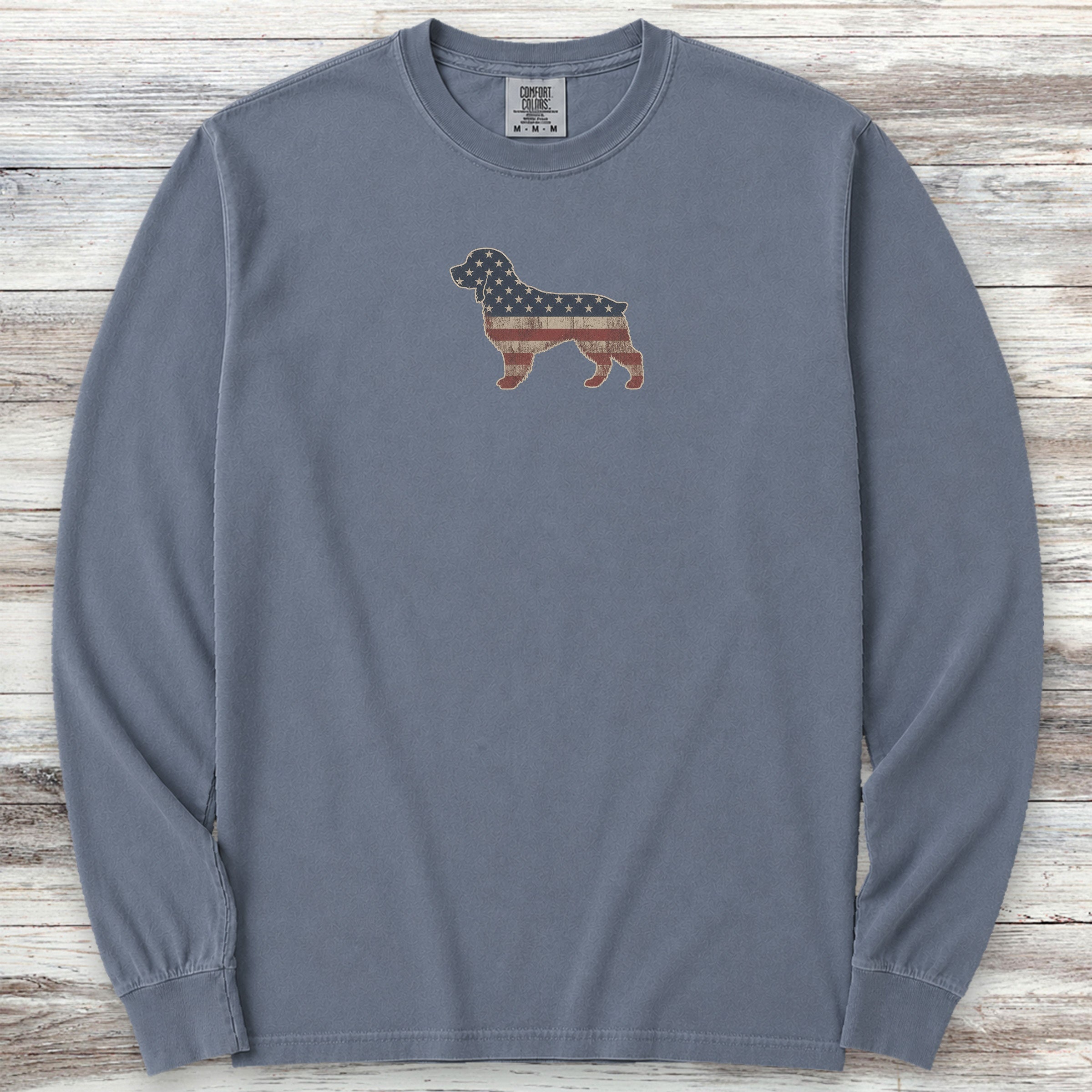 Boykin Spaniel Vintage USA Long Sleeve Tee - Blue Jean