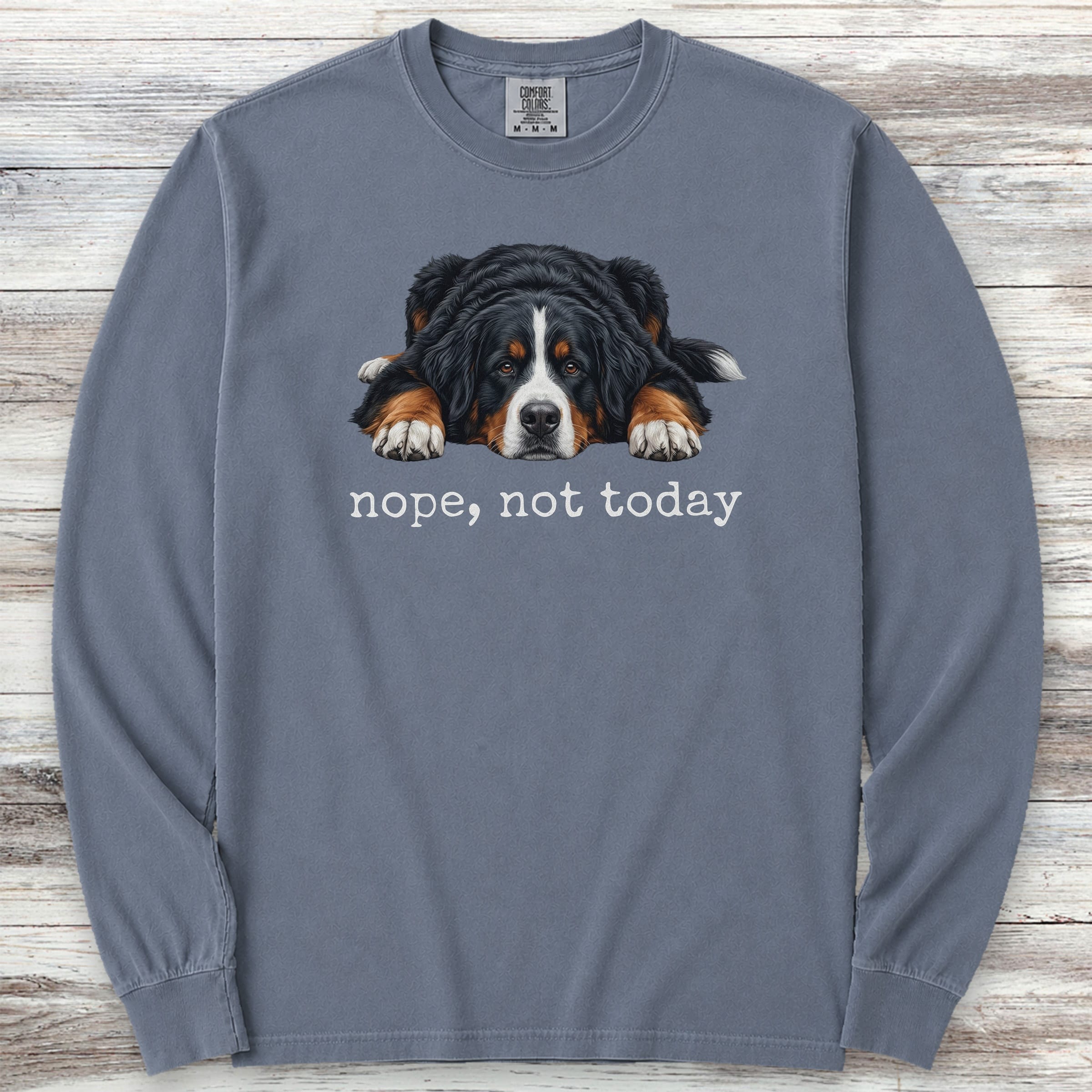 Bernese Mountain Dog Nope Long Sleeve Tee - Blue Jean