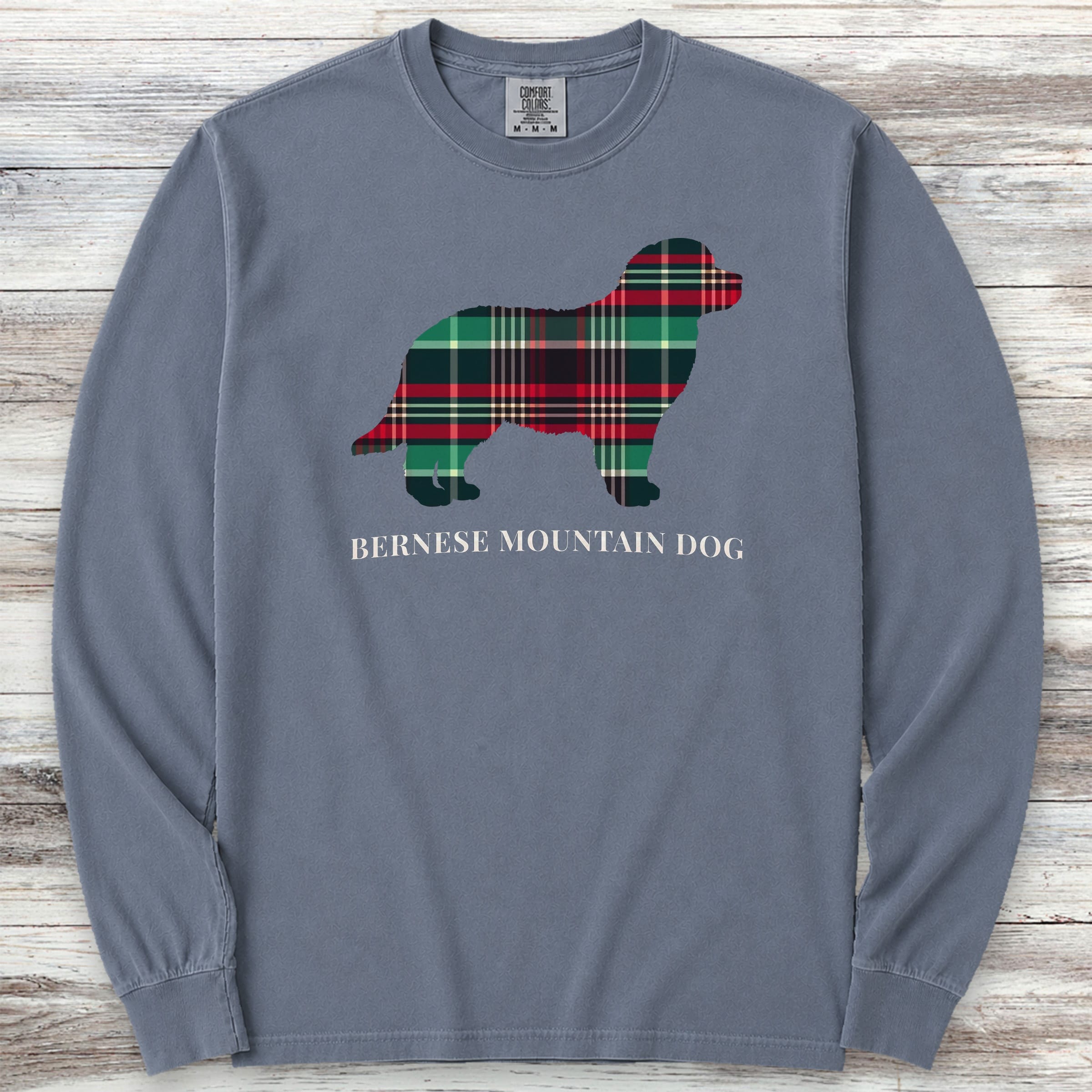 Bernese Mountain Dog Winter 2025 Long Sleeve Tee - Blue Jean