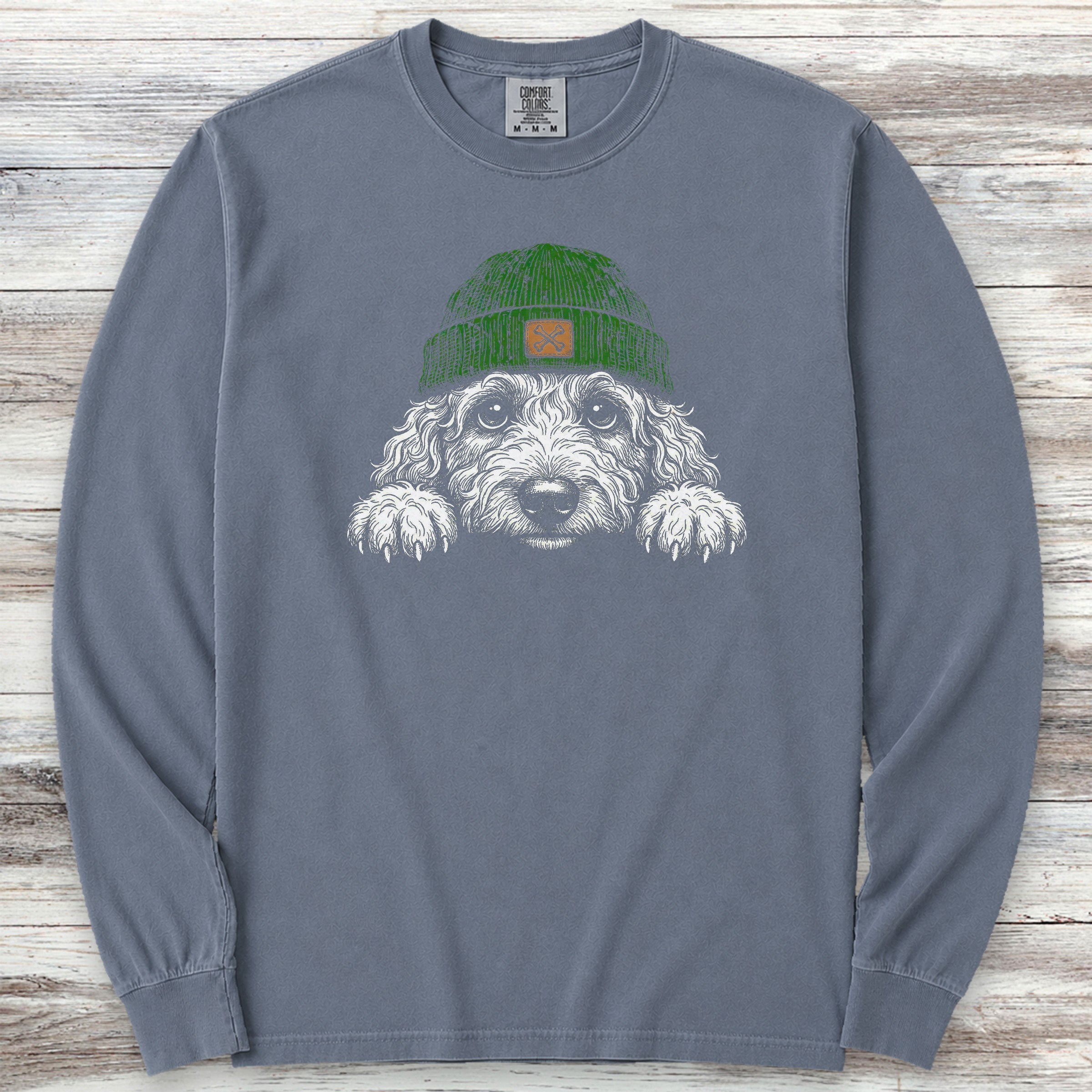 Doodle Peek-A-Doo Long Sleeve Tee - Blue Jean