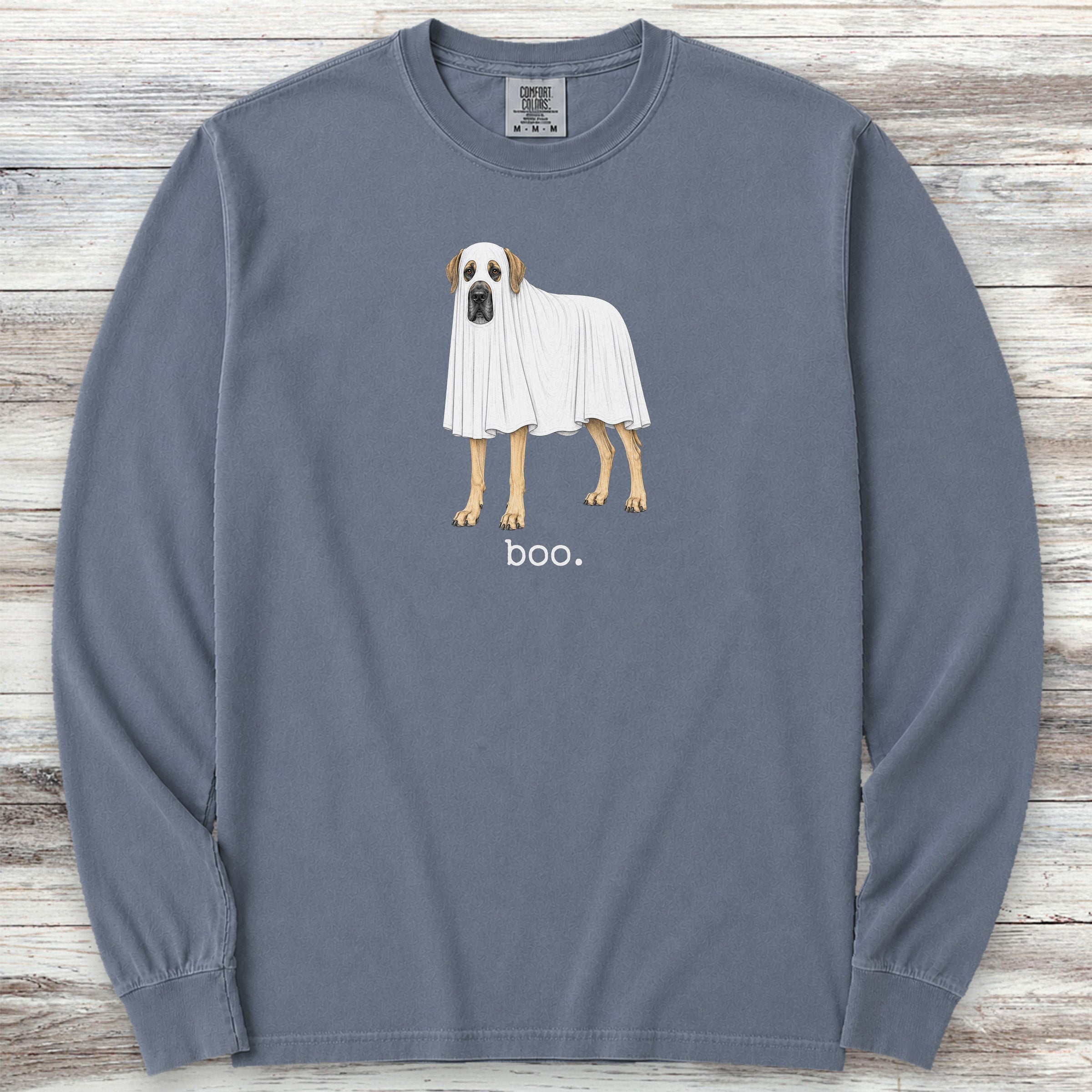 Great Dane Boo Long Sleeve Tee - Blue Jean