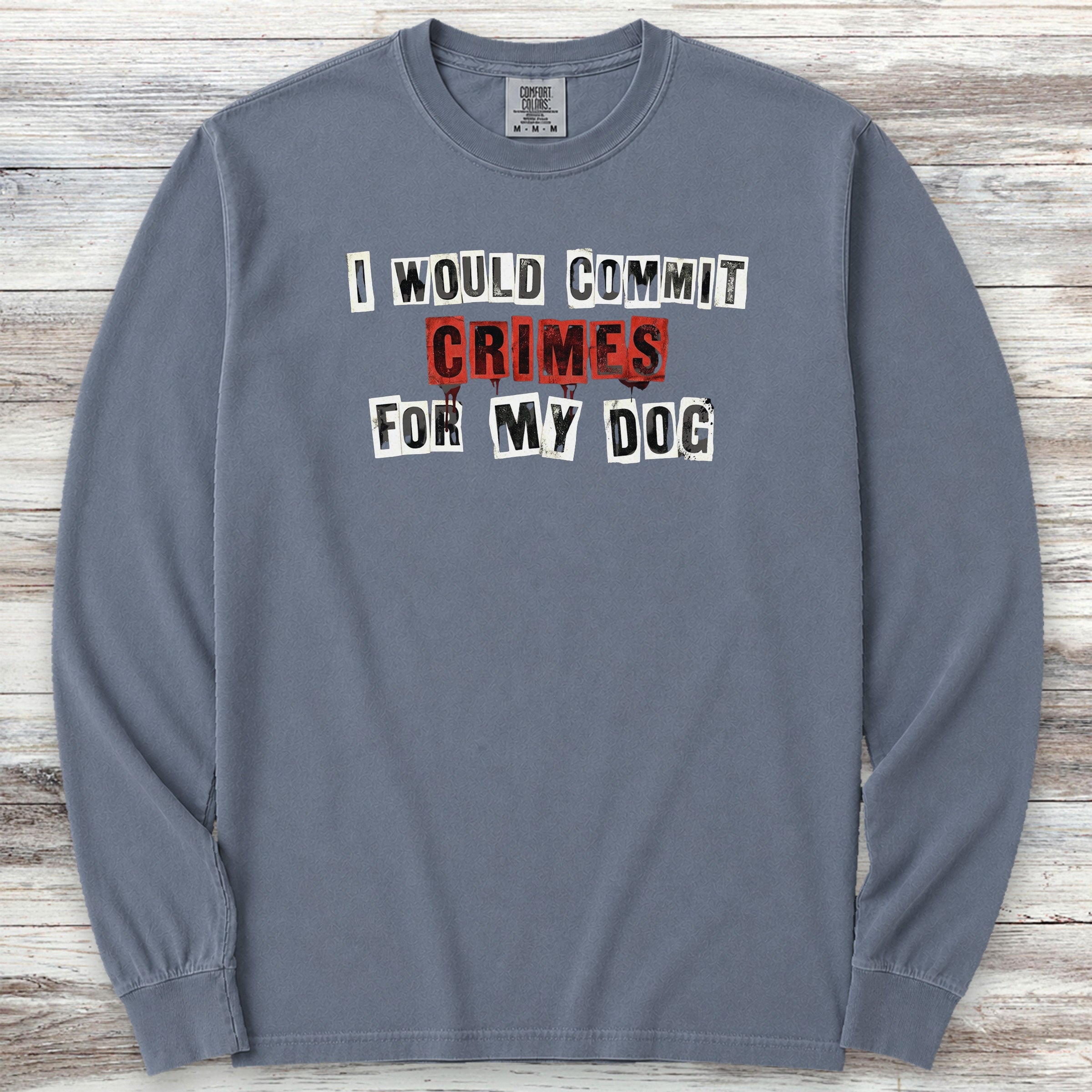 Dog Crimes Long Sleeve Tee - Blue Jean