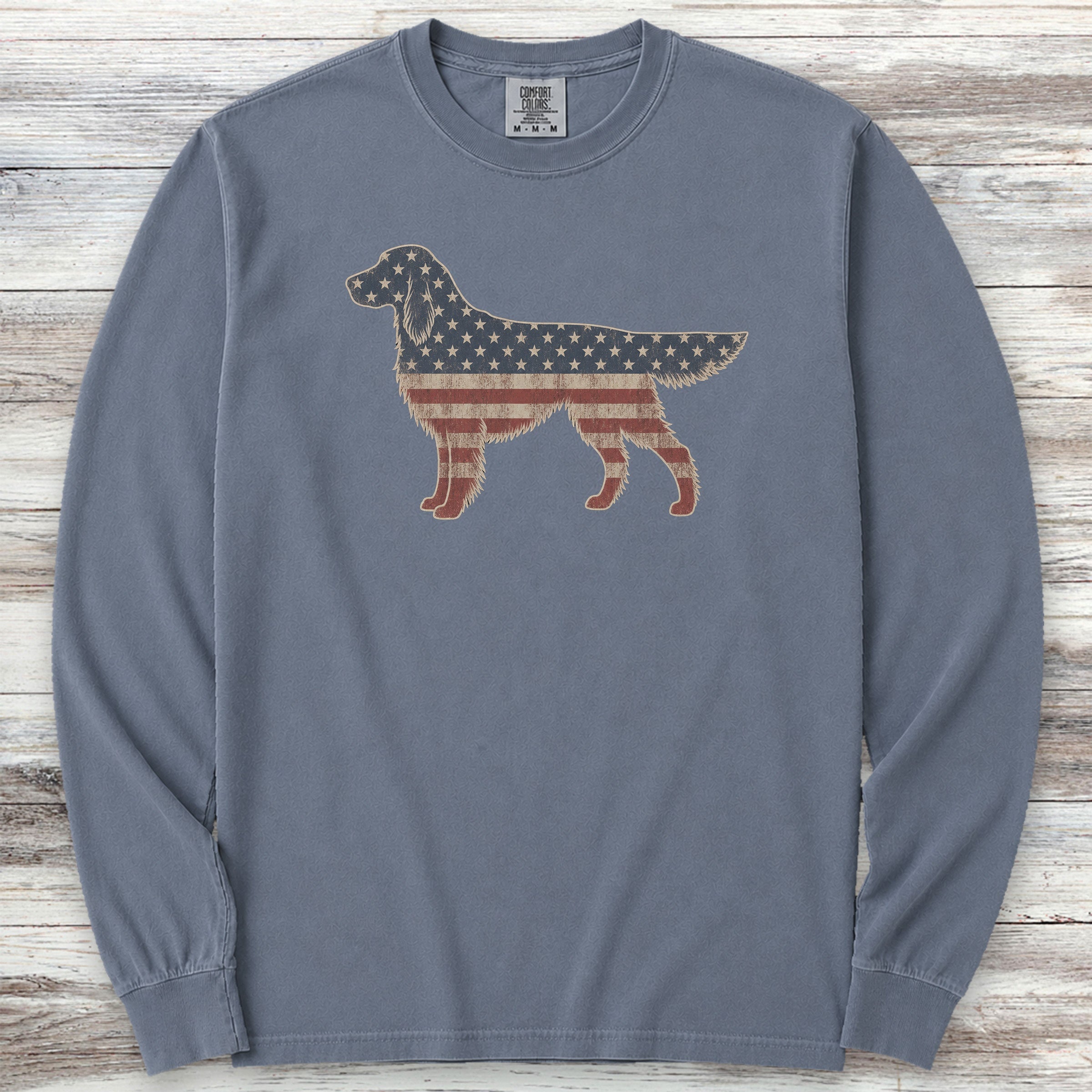 English Setter Vintage USA Long Sleeve Tee - Blue Jean