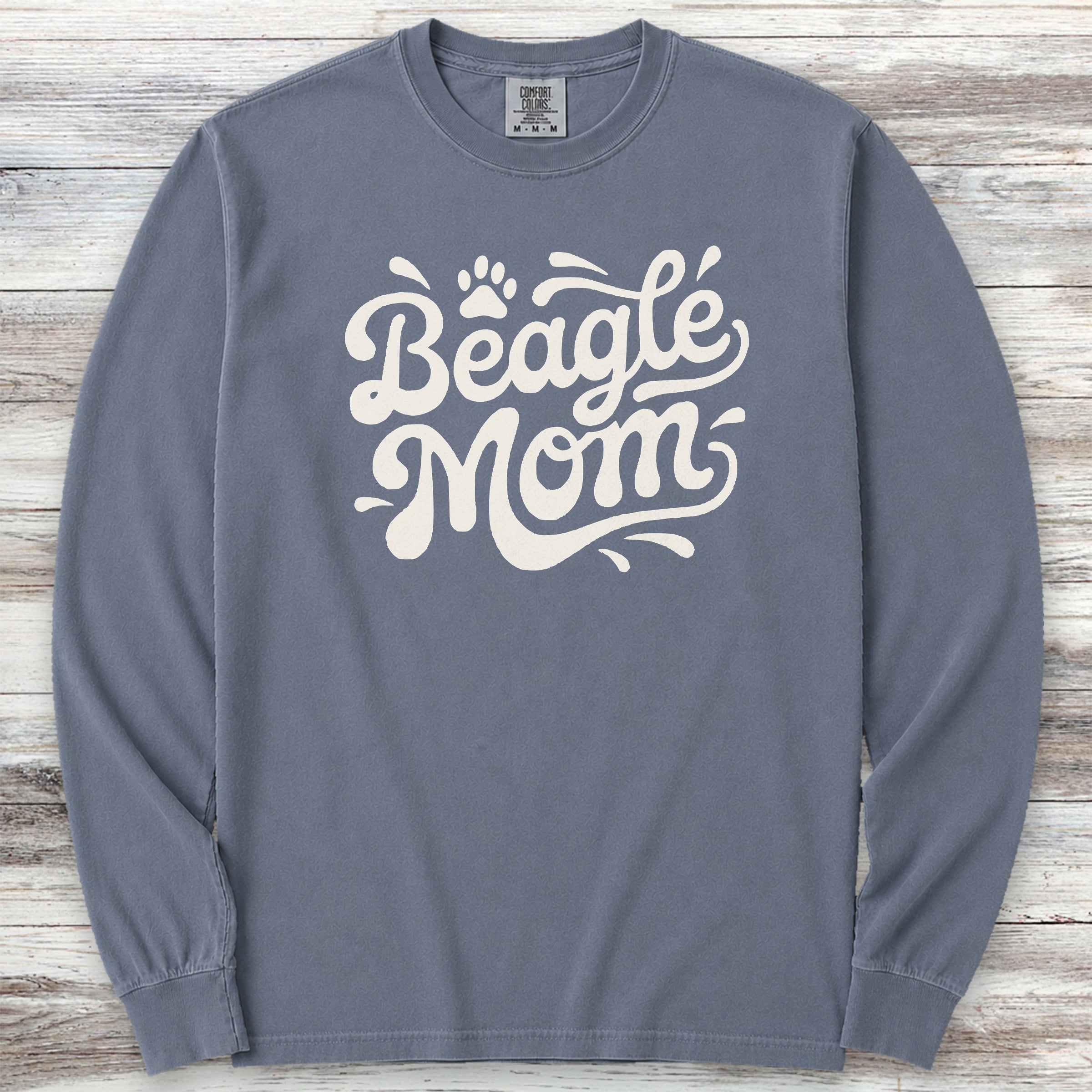 Beagle Groovy Mom Long Sleeve Tee - Blue Jean