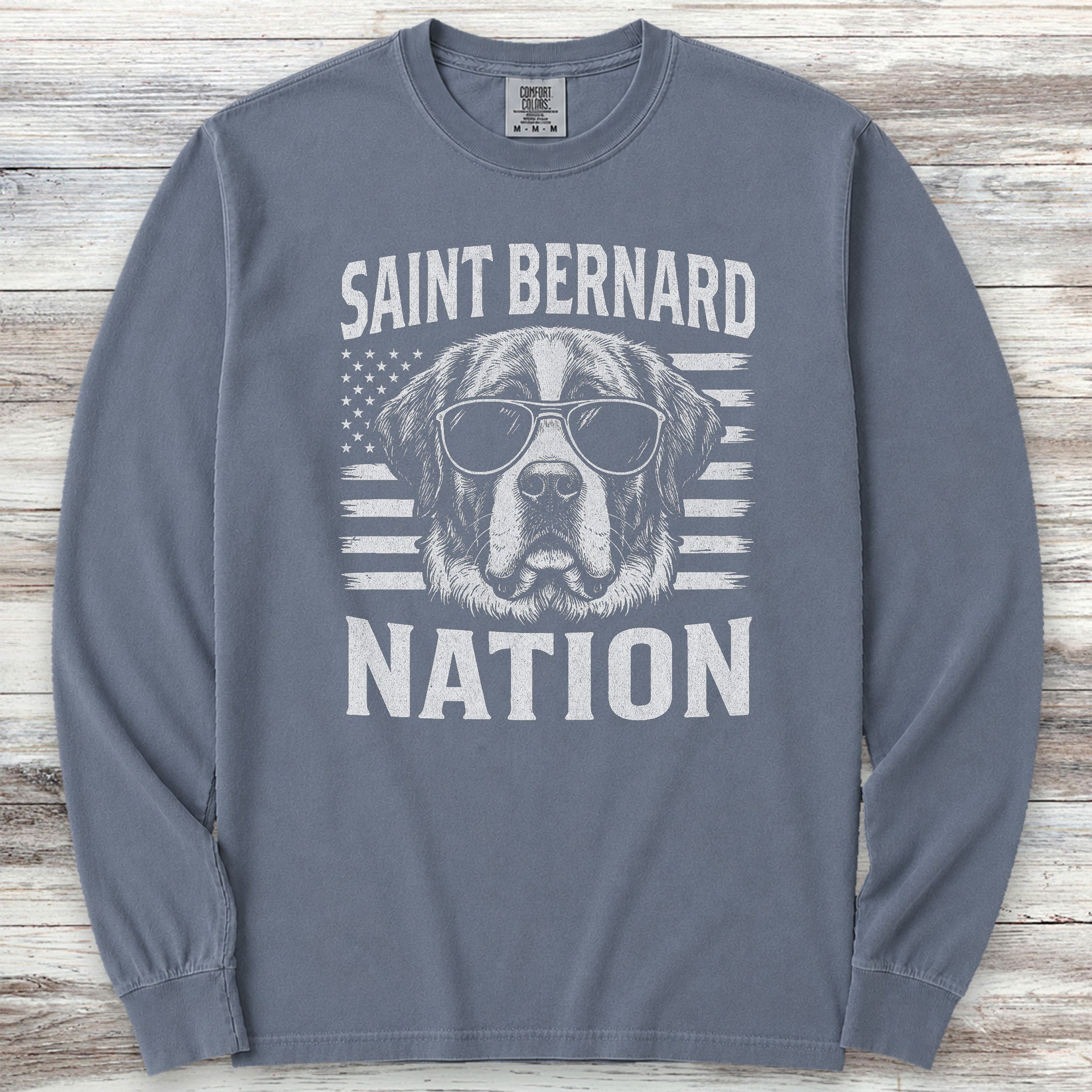 Saint Bernard Nation Long Sleeve Tee - Blue Jean