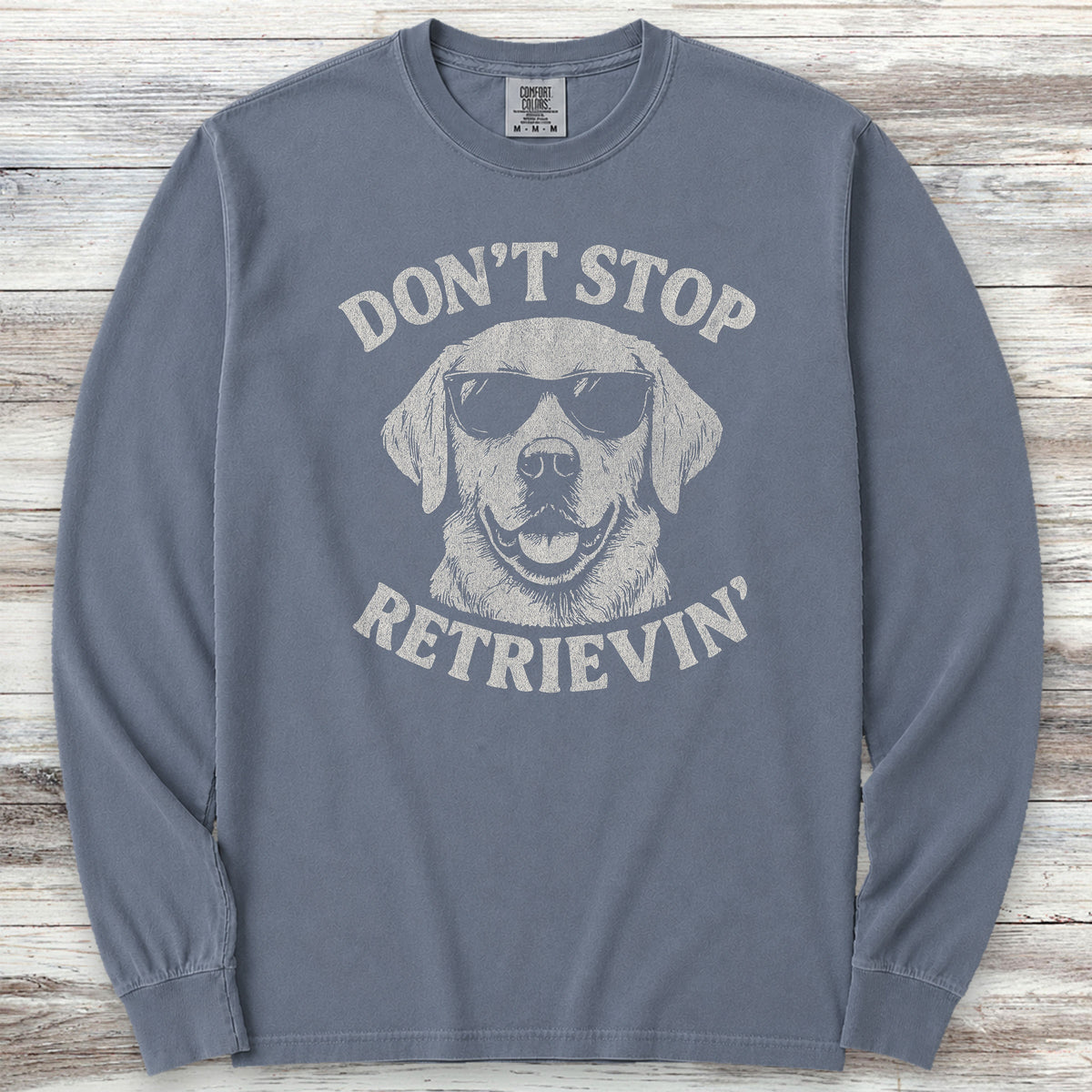 Labrador Retriever Don't Stop Long Sleeve Tee - Blue Jean