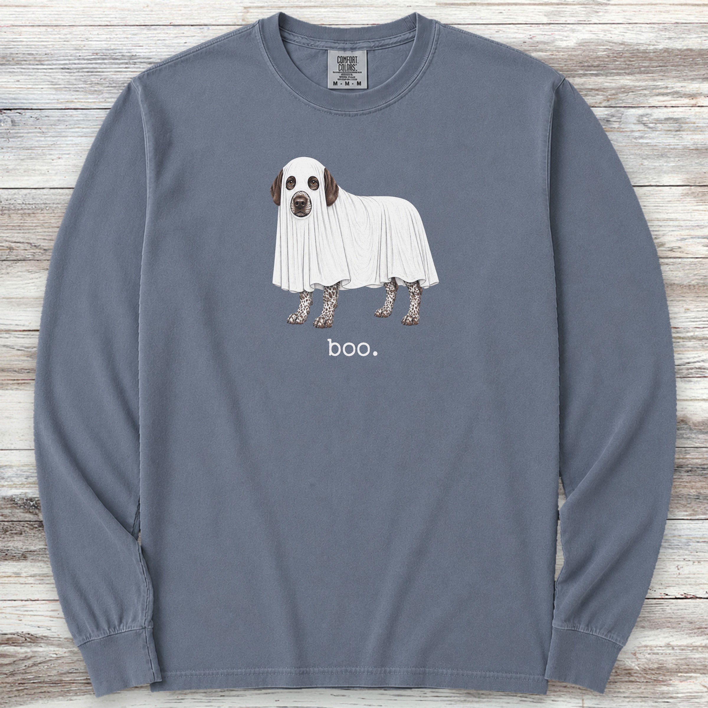 German Shorthaired Pointer Boo Long Sleeve Tee - Blue Jean