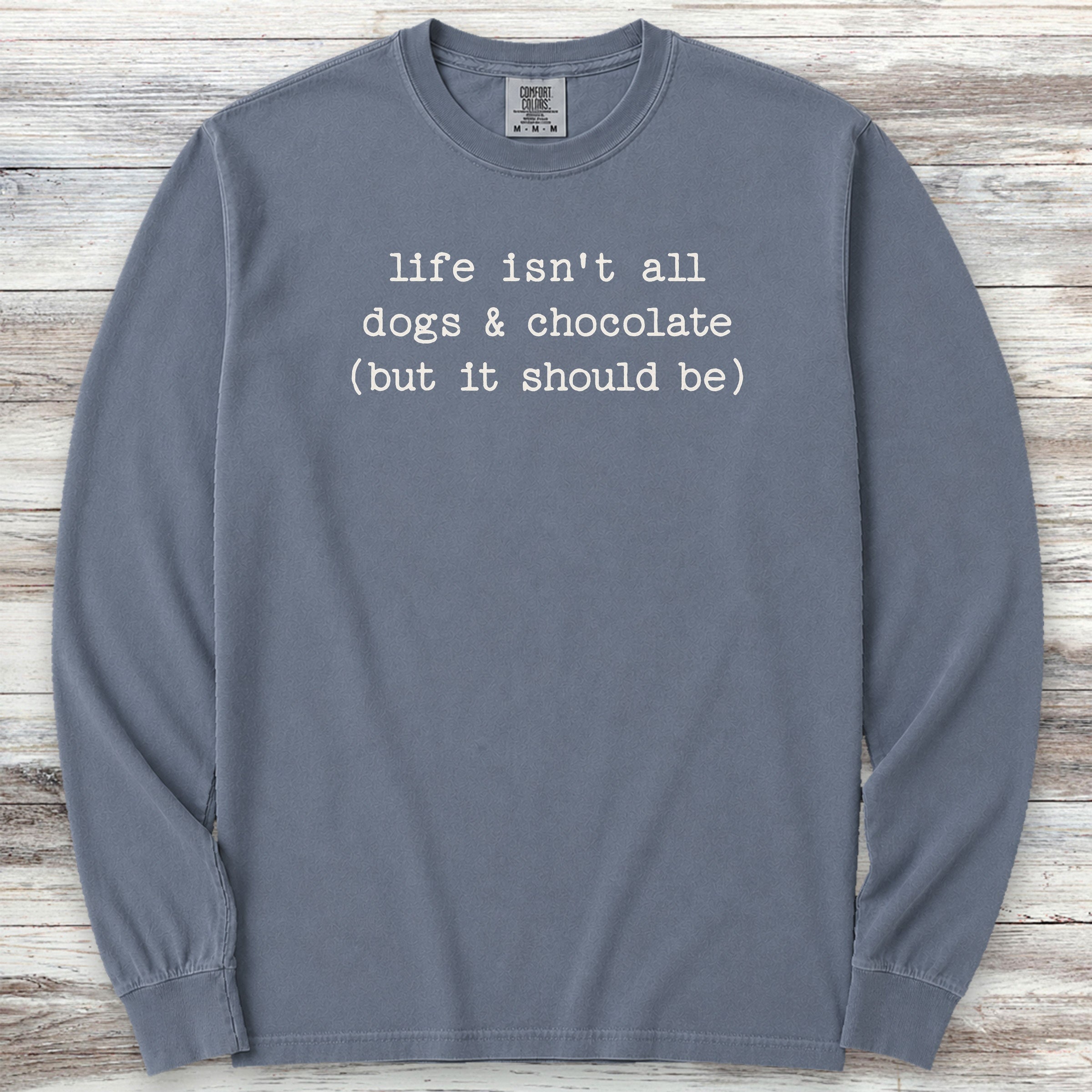 Dogs & Chocolate Long Sleeve Tee - Blue Jean