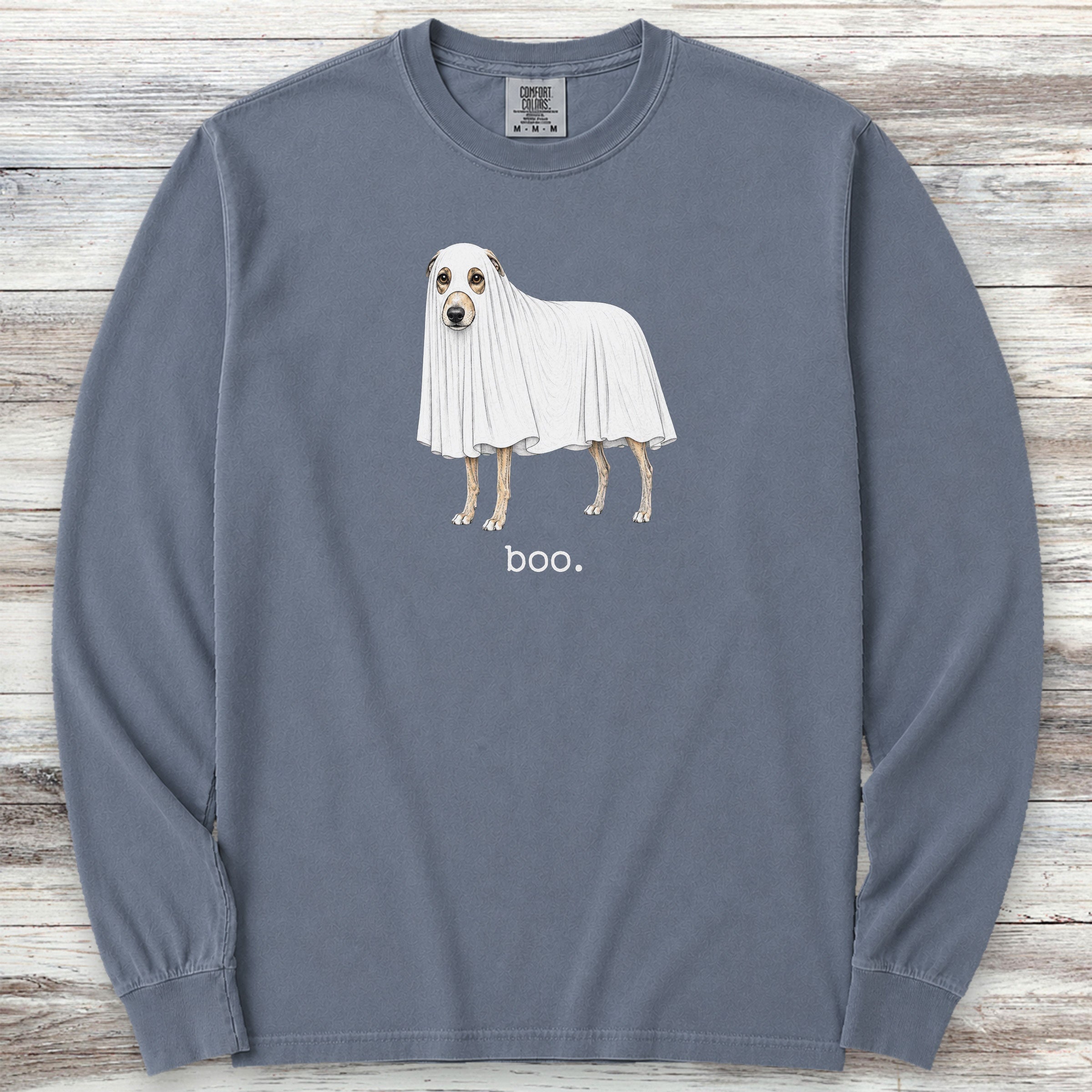 Whippet Boo Long Sleeve Tee - Blue Jean