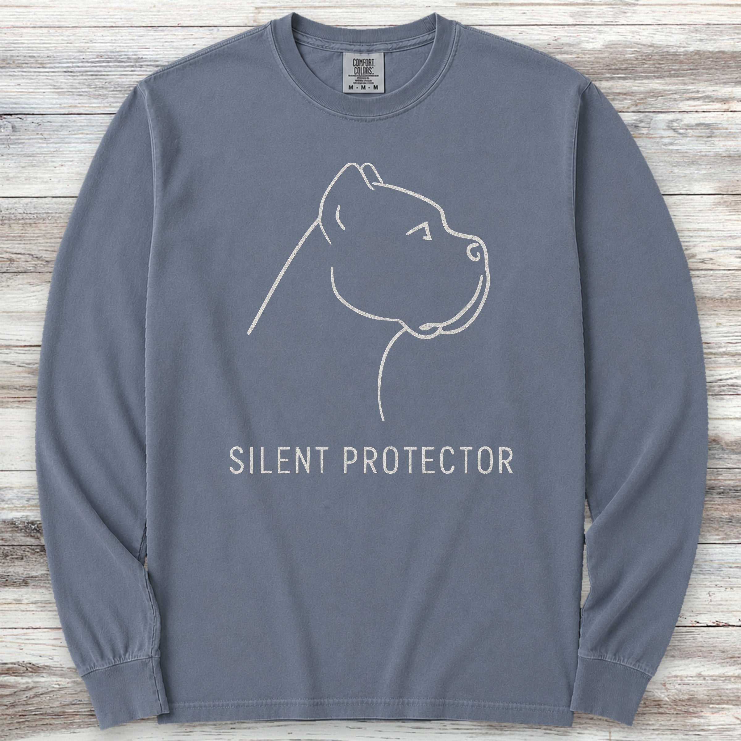 Cane Corso Silent Protector Long Sleeve Tee - Blue Jean