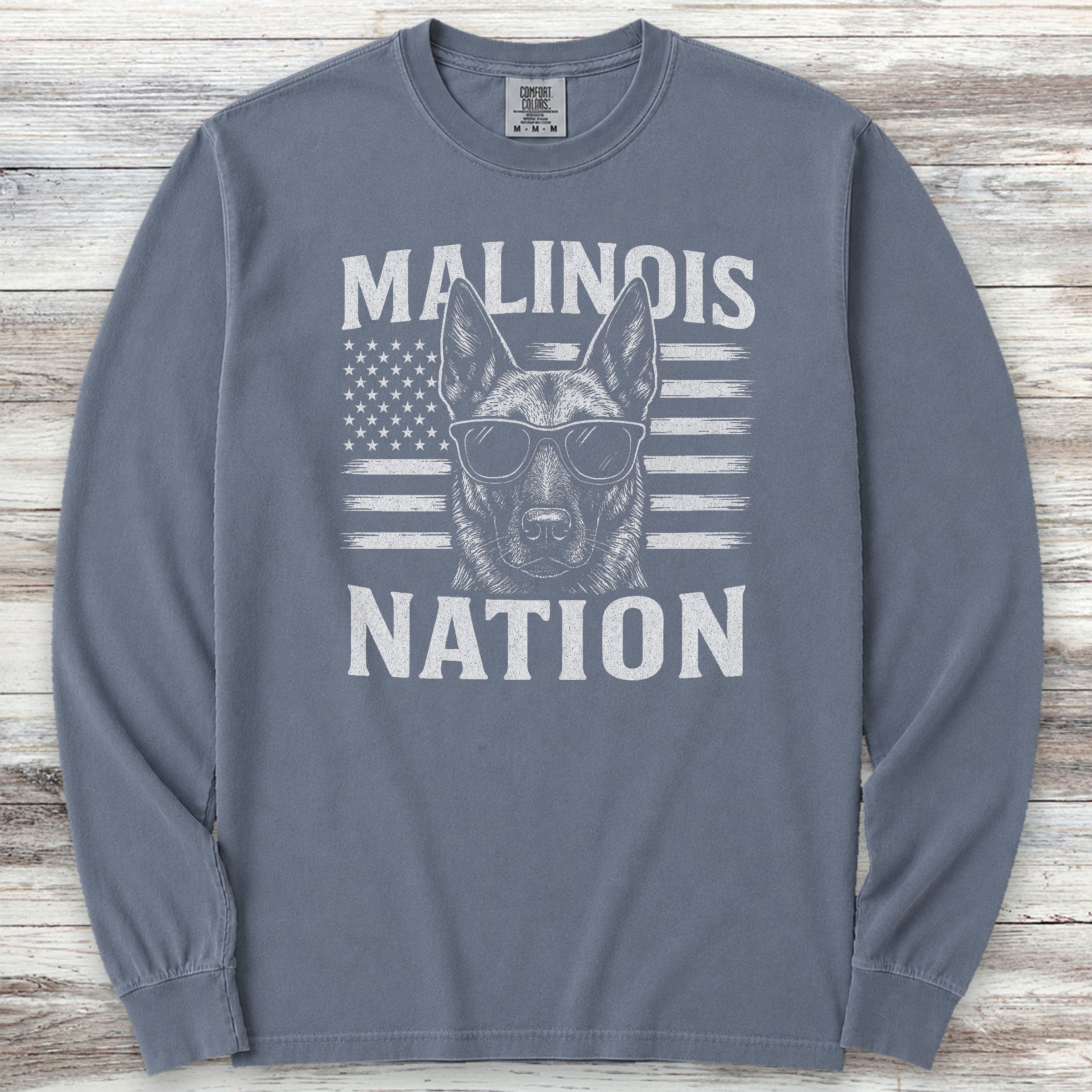 Belgian Malinois Nation Long Sleeve Tee - Blue Jean