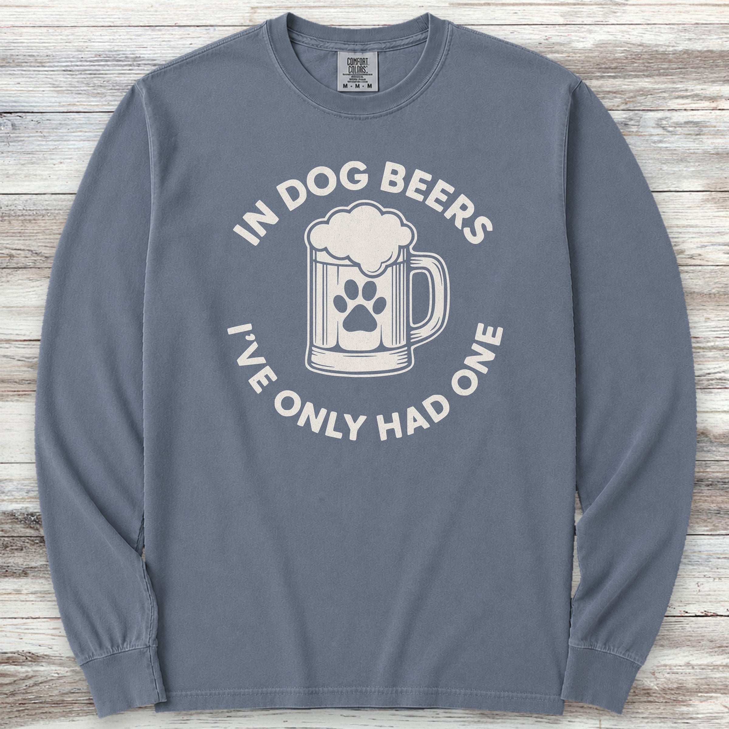 Dog Beers Long Sleeve Tee - Blue Jean