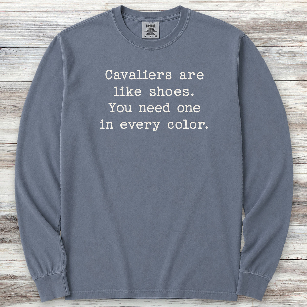 Cavalier King Charles Every Color Long Sleeve Tee - Blue Jean