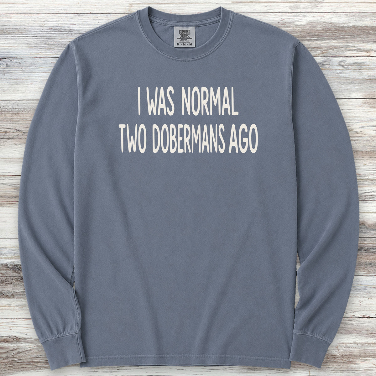Doberman Normal Long Sleeve Tee - Blue Jean