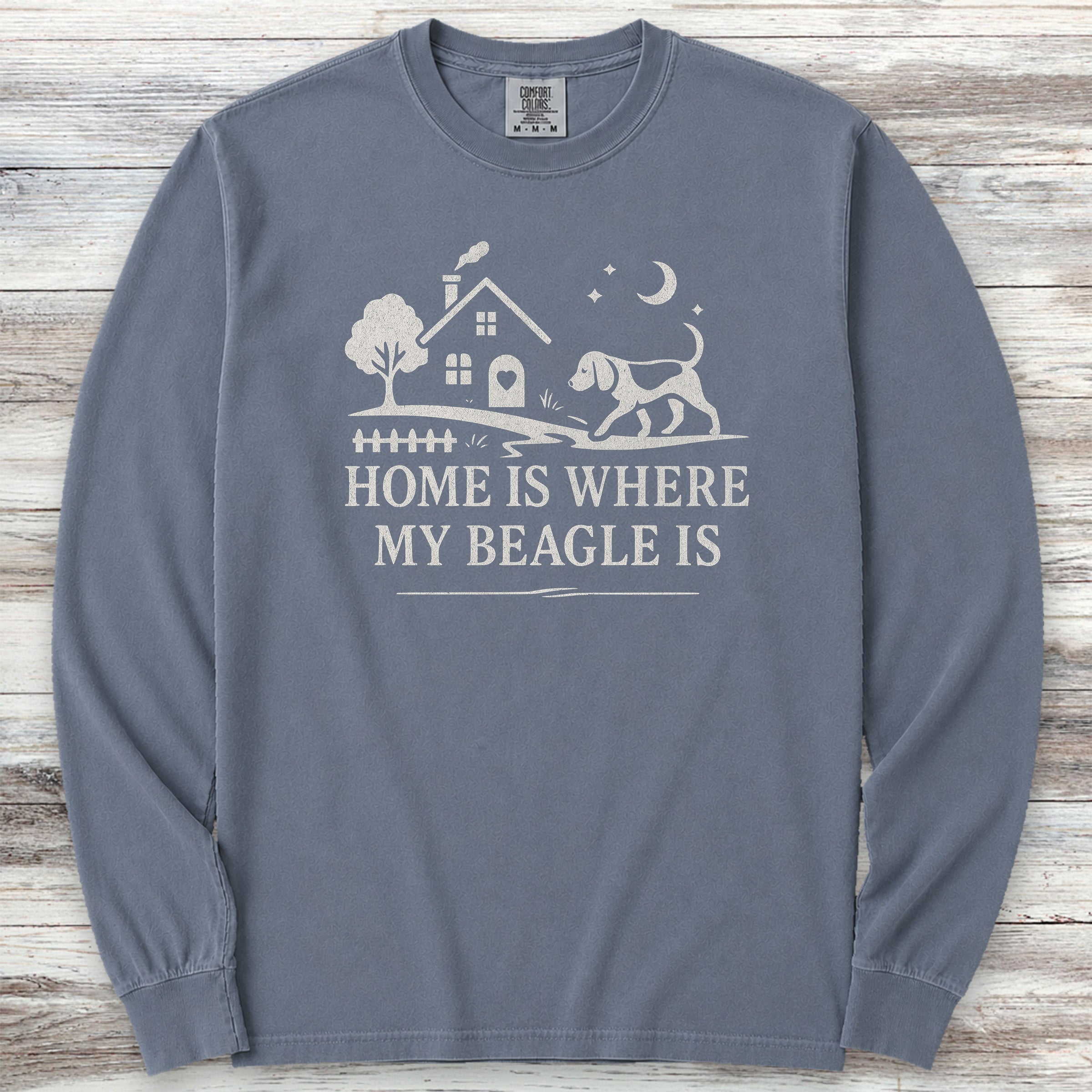 Beagle Home Long Sleeve Tee - Blue Jean