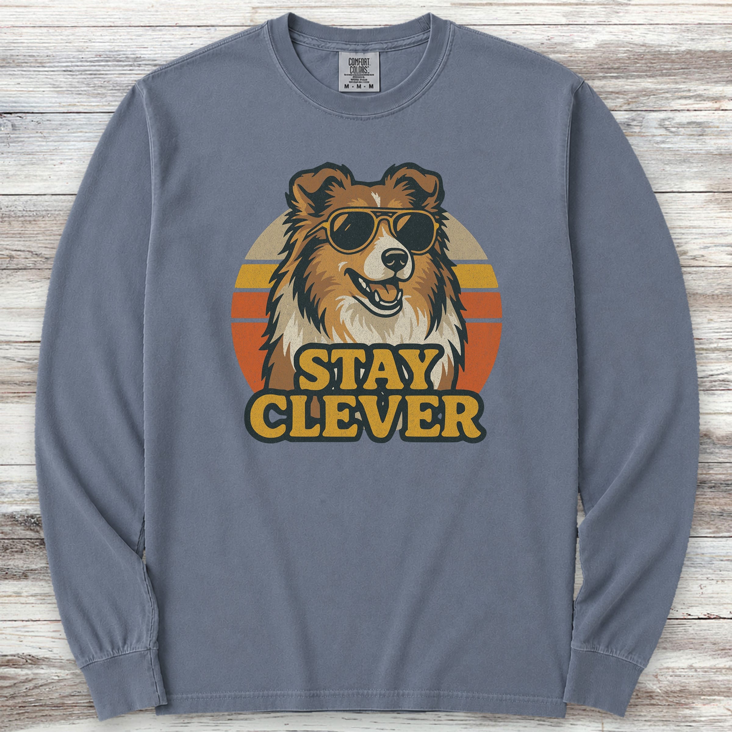 Shetland Sheepdog Clever Long Sleeve Tee - Blue Jean