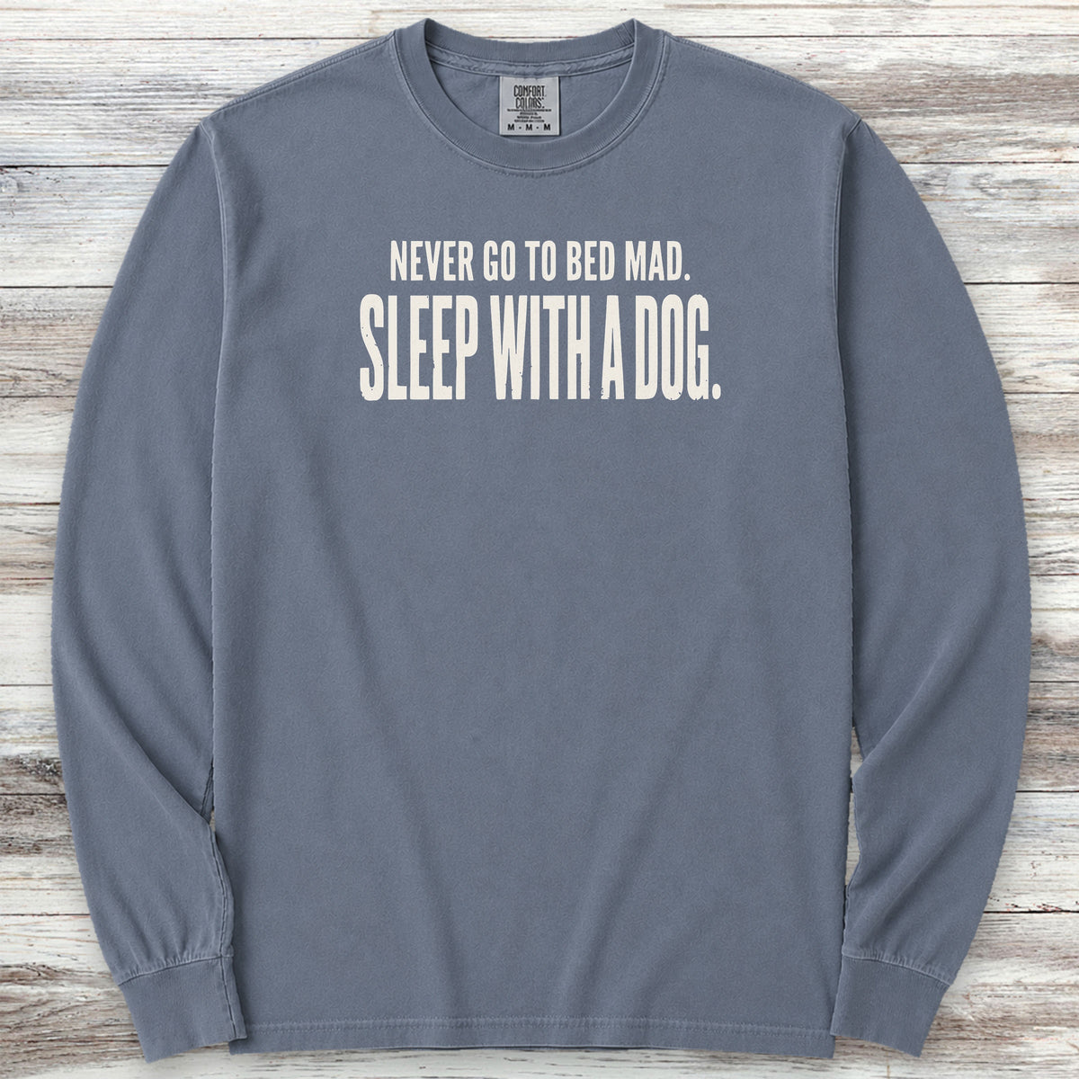 Sleep With A Dog Long Sleeve Tee - Blue Jean