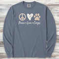 Corgi Peace Long Sleeve Tee - Blue Jean