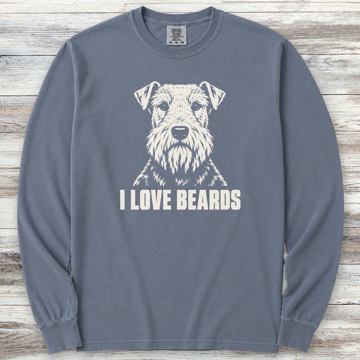 Welsh Terrier I Love Beards Long Sleeve Tee - Blue Jean