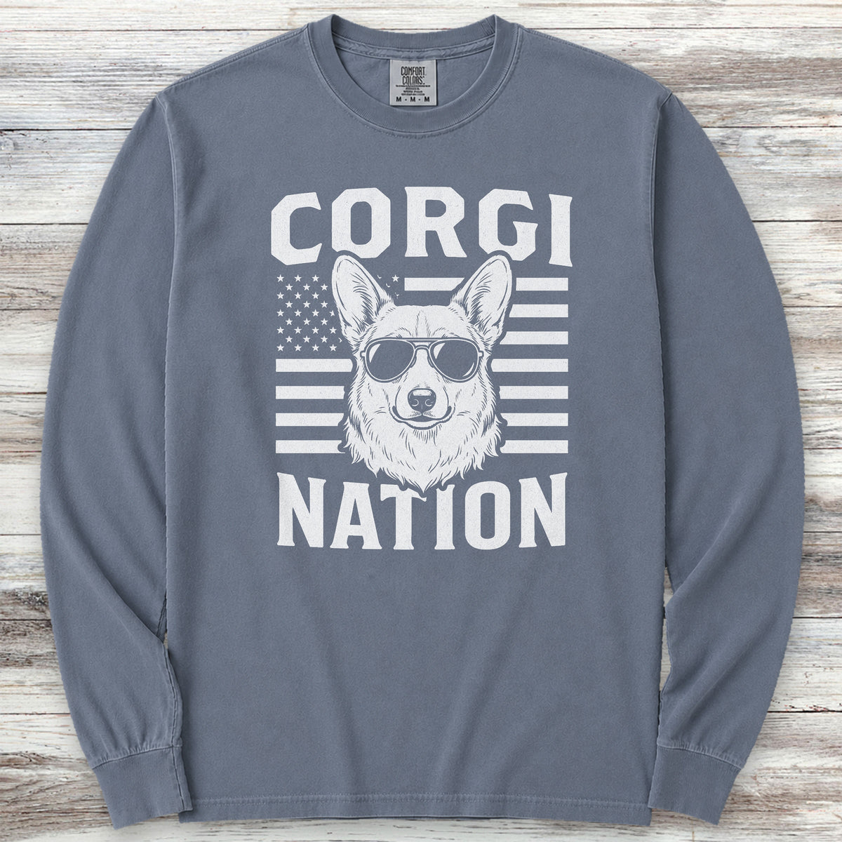 Corgi Nation Long Sleeve Tee - Blue Jean