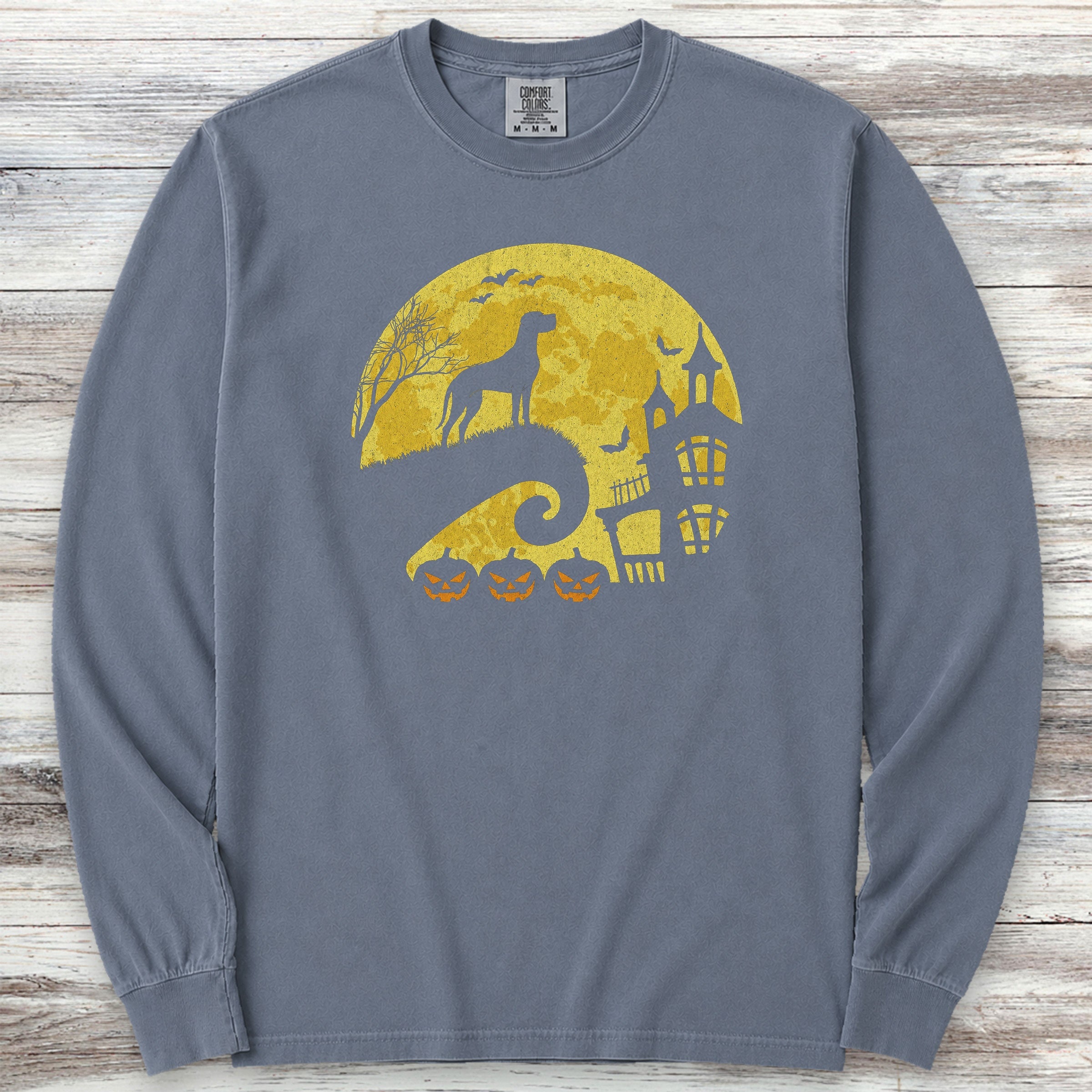 Great Dane Halloween Moon Long Sleeve Tee - Blue Jean