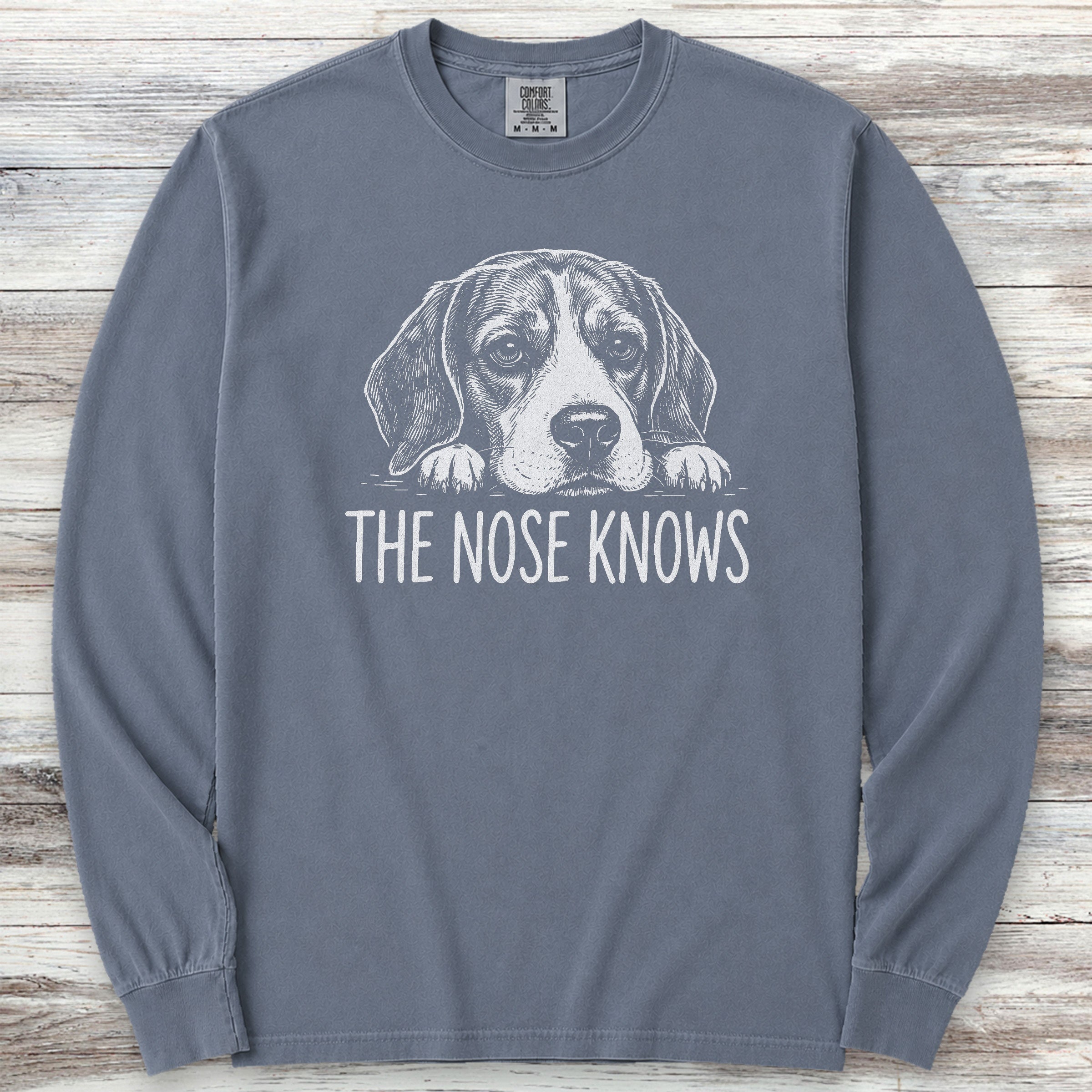 Beagle Nose Knows Long Sleeve Tee - Blue Jean