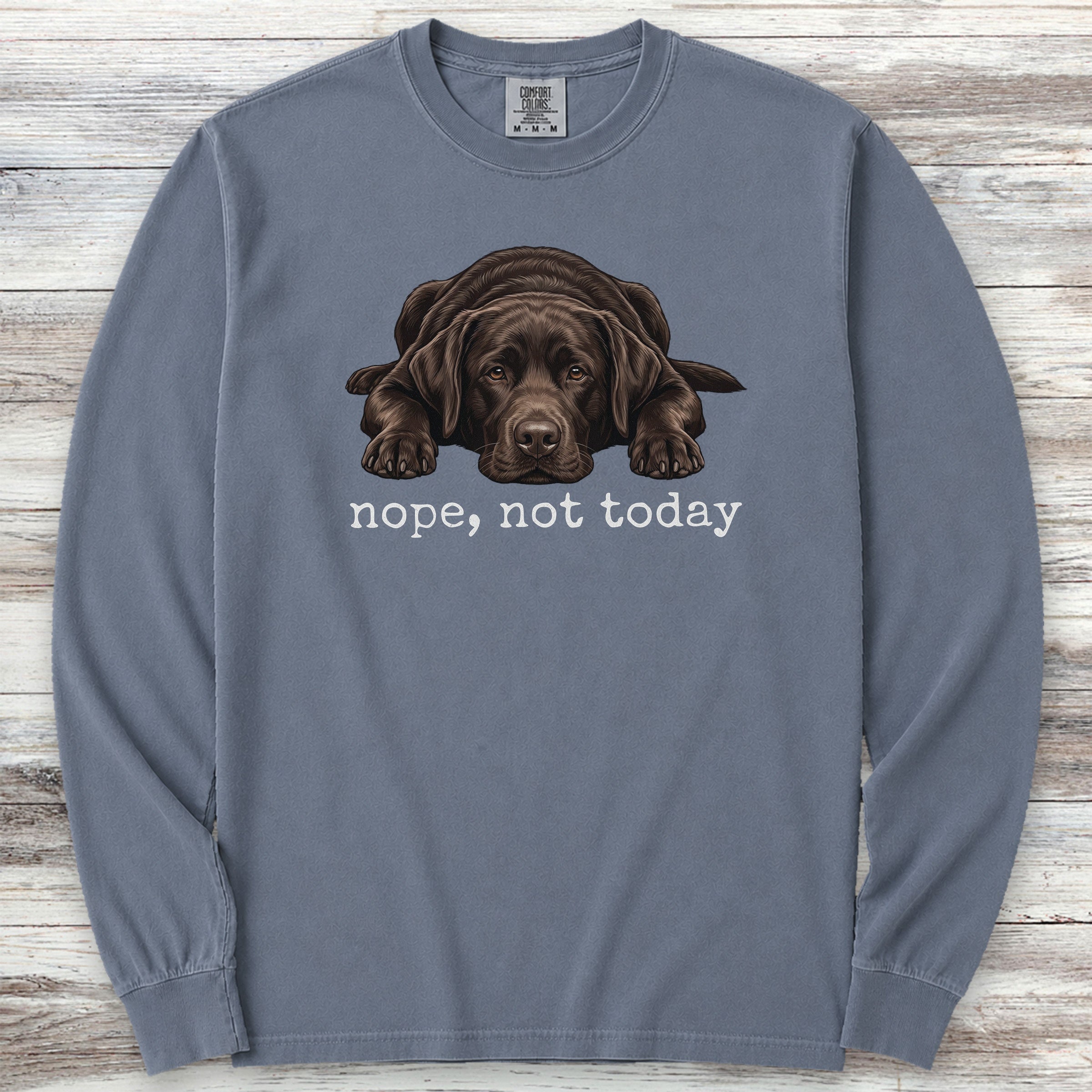 Labrador Retriever Chocolate Nope Long Sleeve Tee - Blue Jean