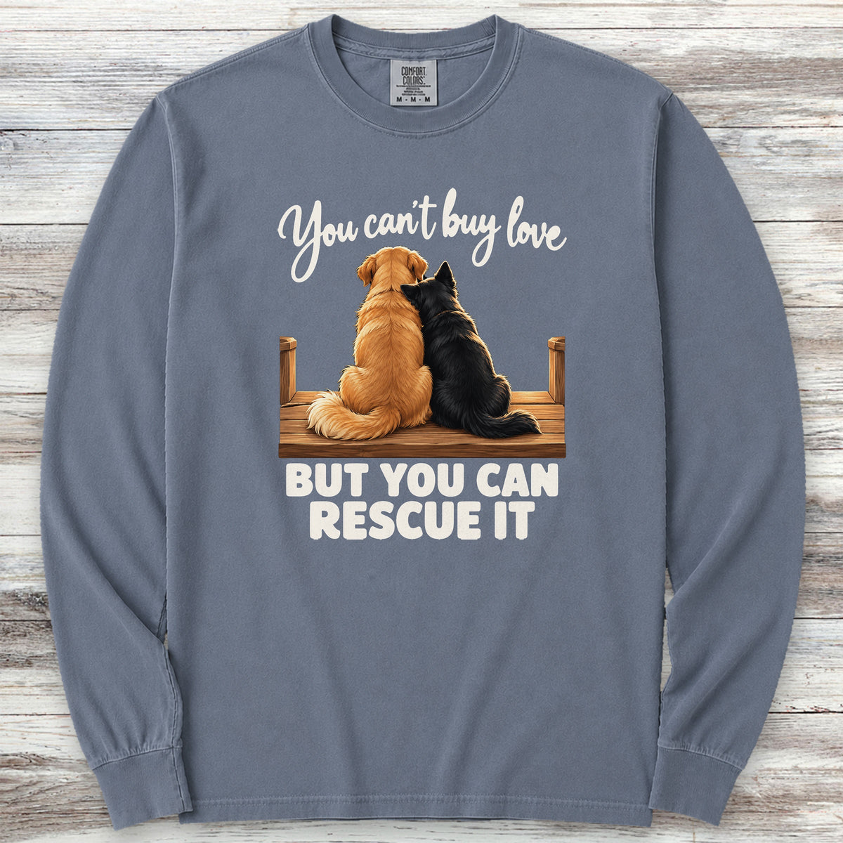 You Can Rescue Love Long Sleeve Tee - Blue Jean