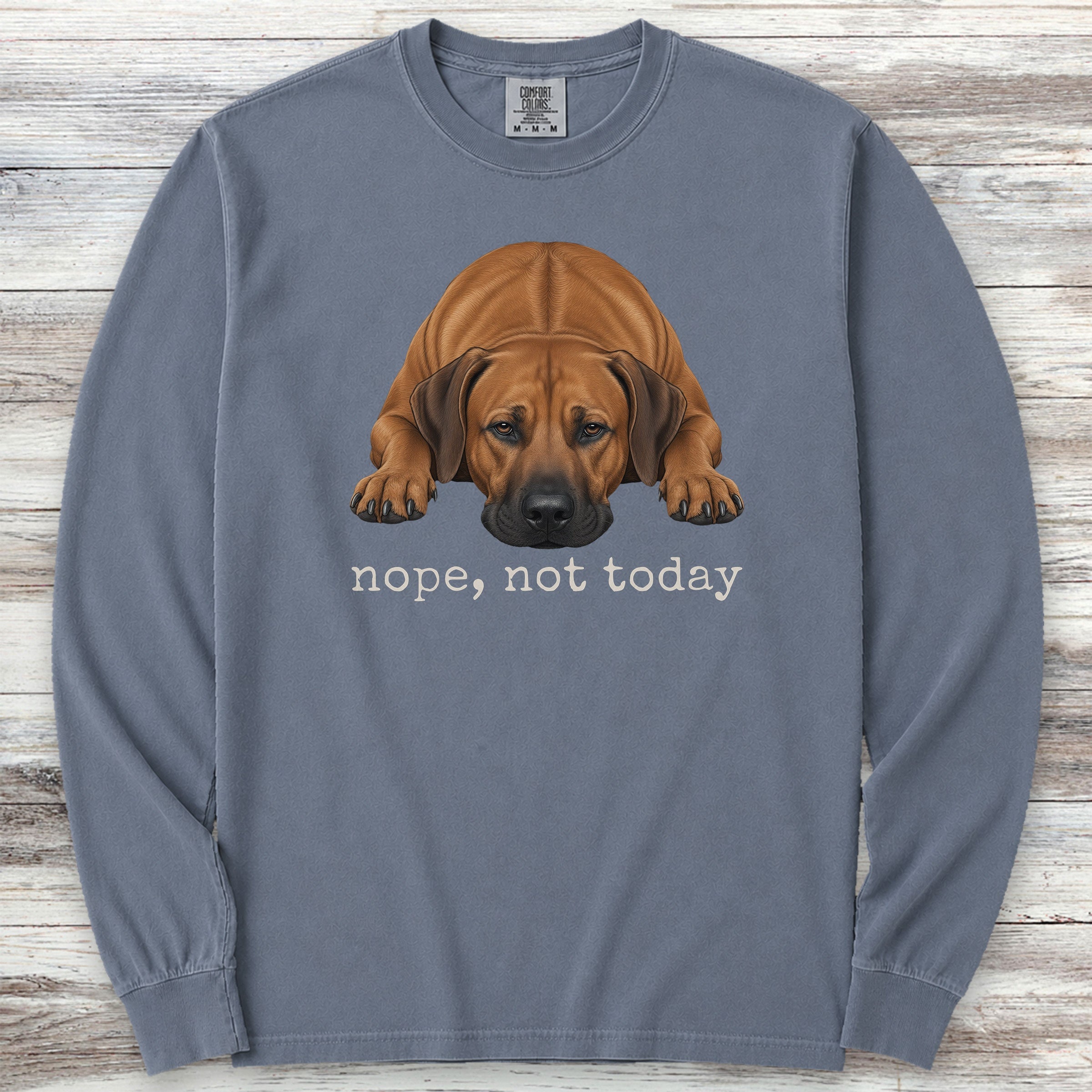 Rhodesian Ridgeback Nope Long Sleeve Tee - Blue Jean