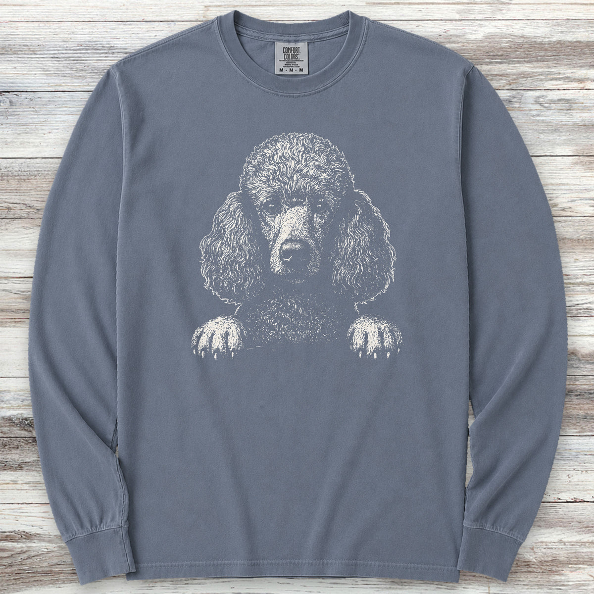 Hello Poodle Long Sleeve Tee - Blue Jean