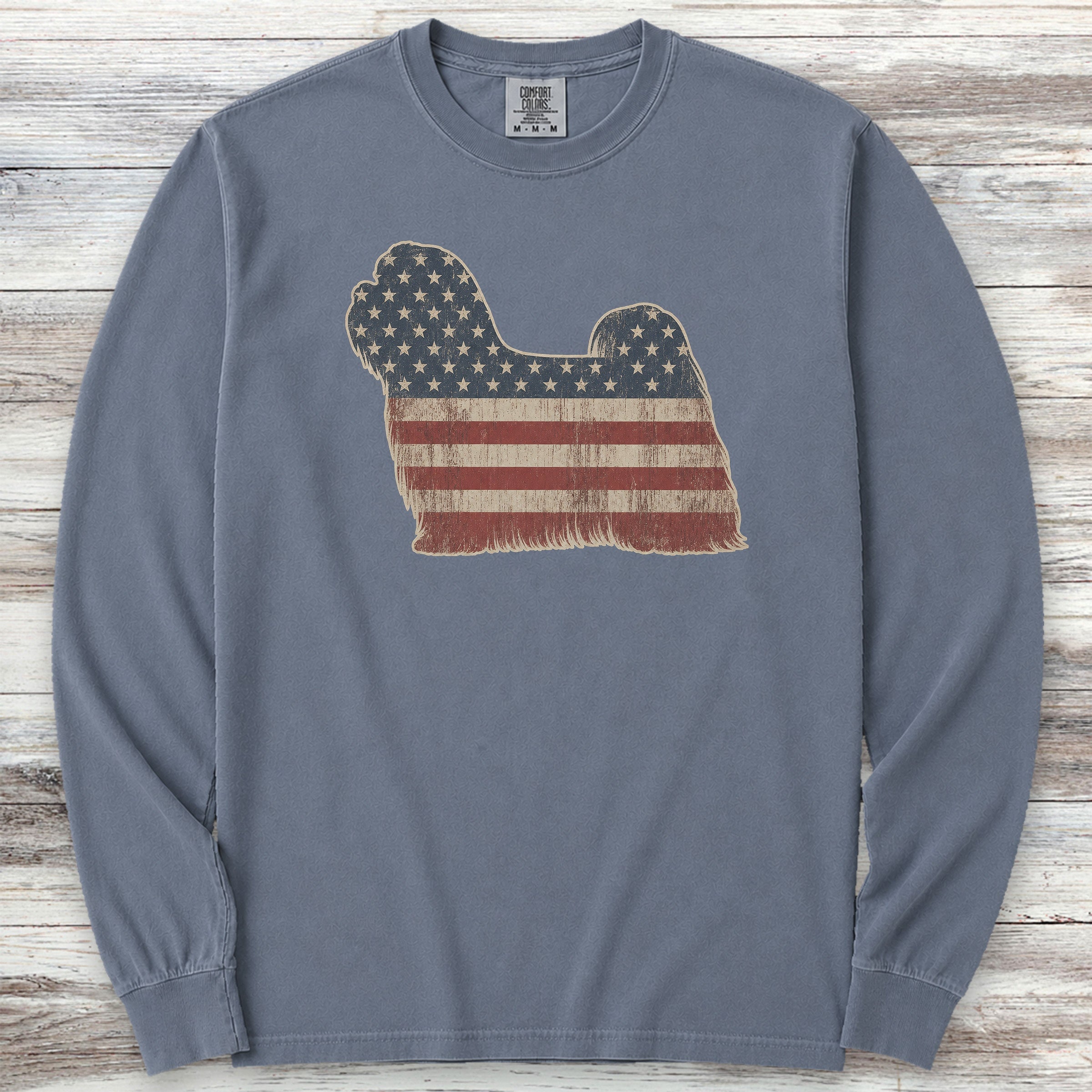 Maltese Vintage USA Long Sleeve Tee - Blue Jean