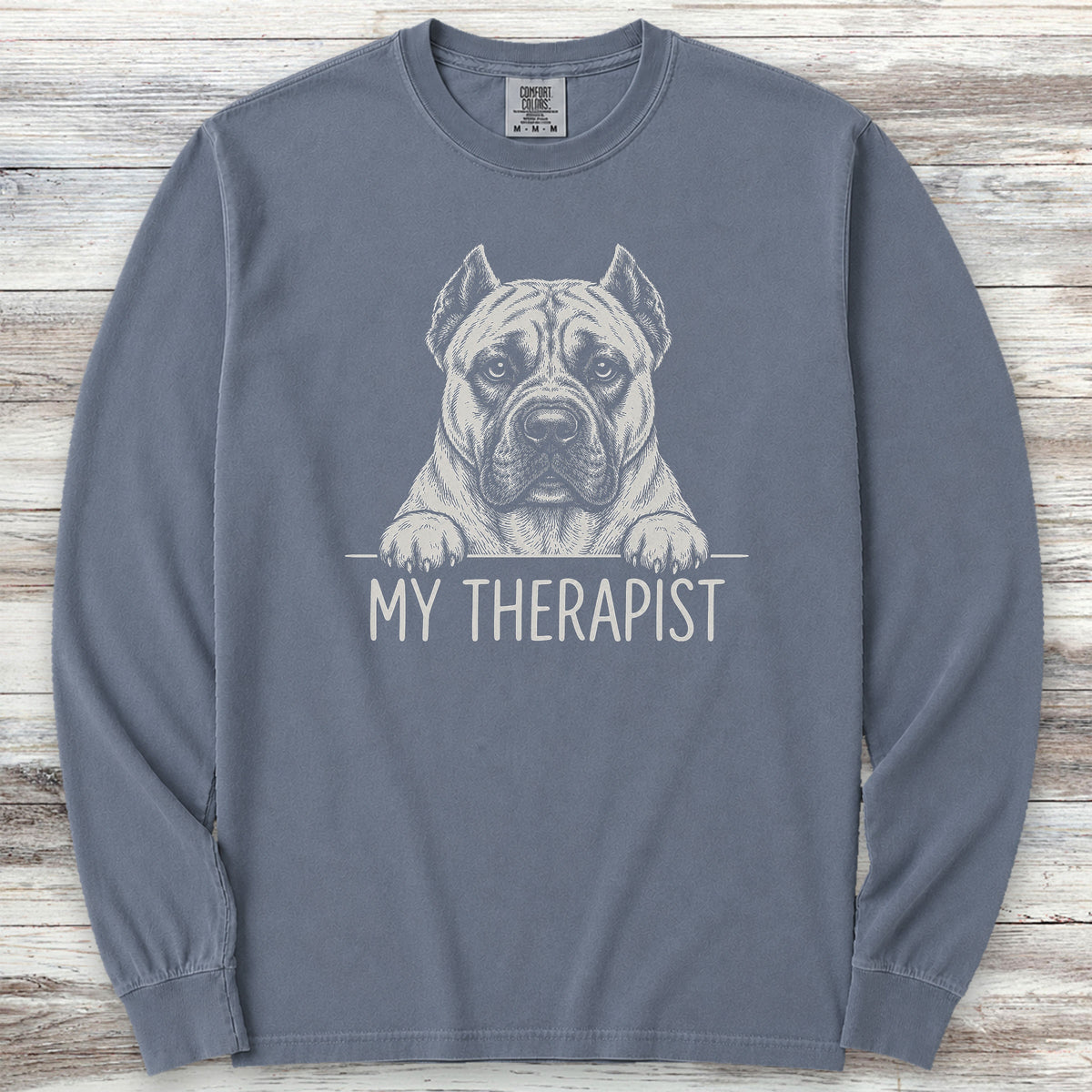 Cane Corso Fawn Therapist Long Sleeve Tee - Blue Jean