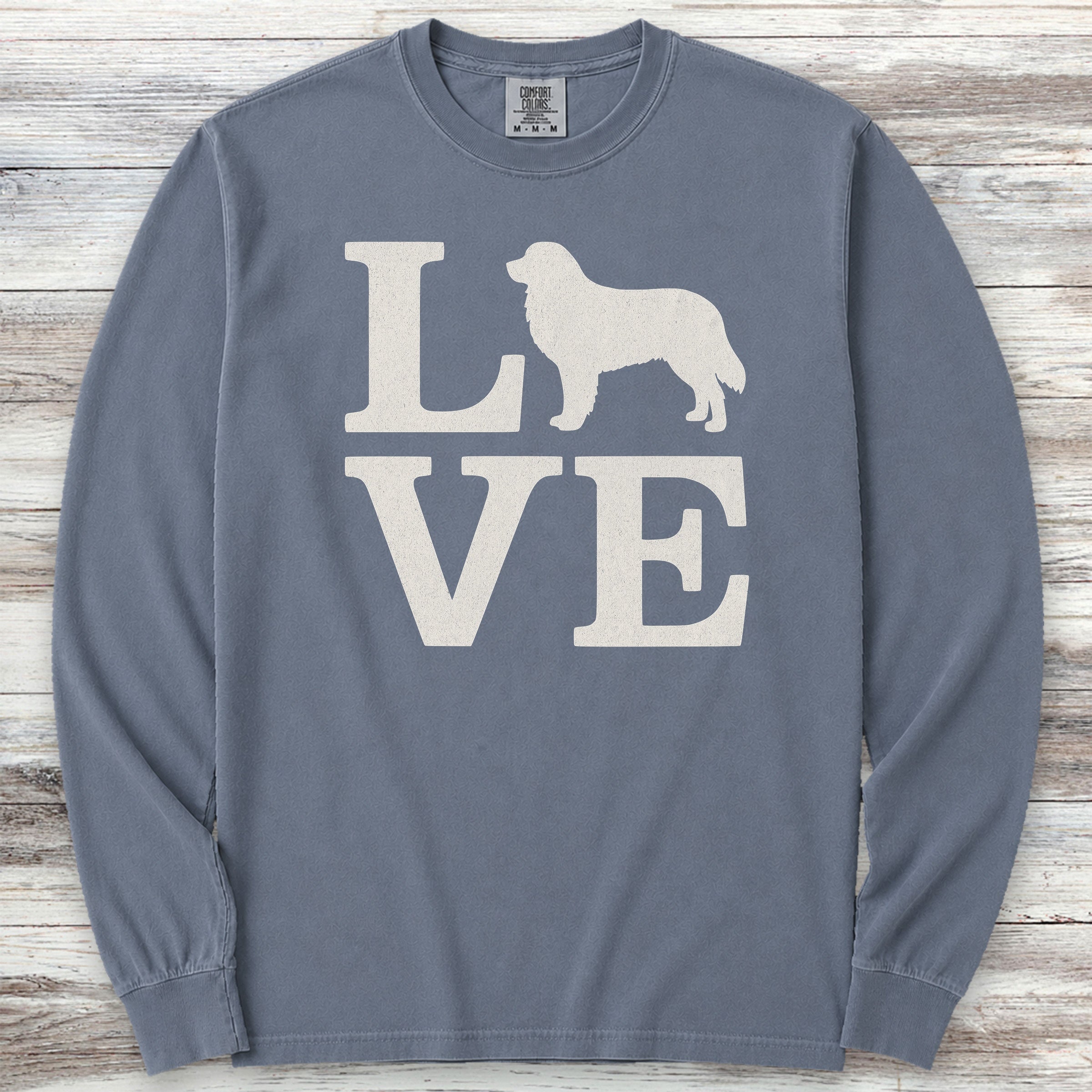 Bernese Mountain Dog Love Long Sleeve Tee - Blue Jean