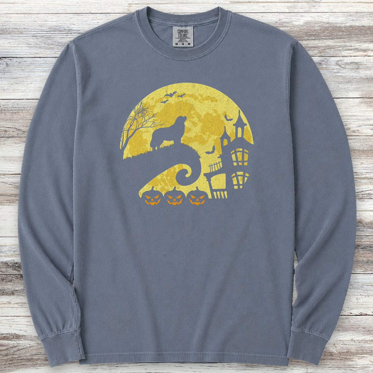 Newfoundland Halloween Moon Long Sleeve Tee - Blue Jean