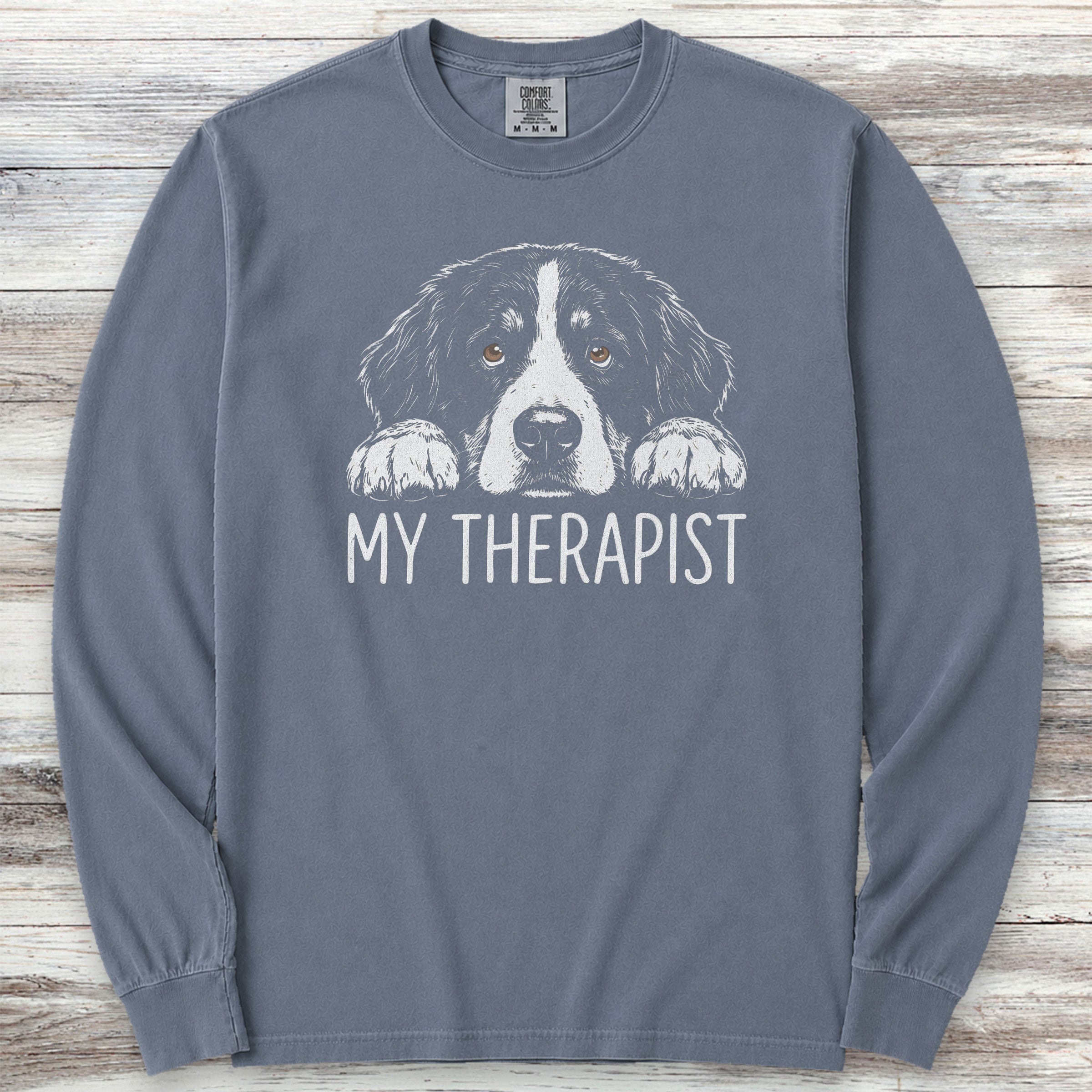 Bernese Mountain Dog Therapist Long Sleeve Tee - Blue Jean