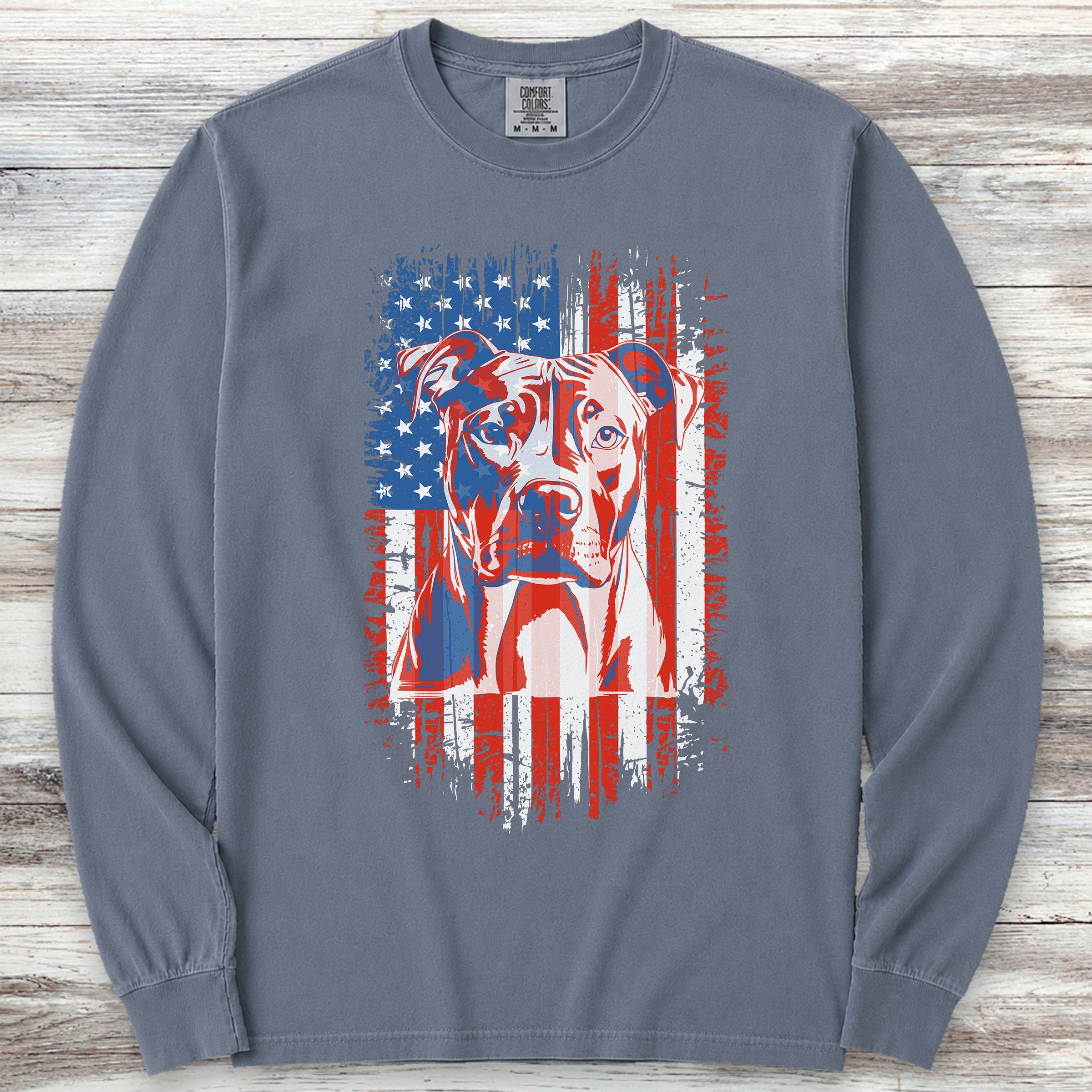 Pit Bull USA Long Sleeve Tee - Blue Jean