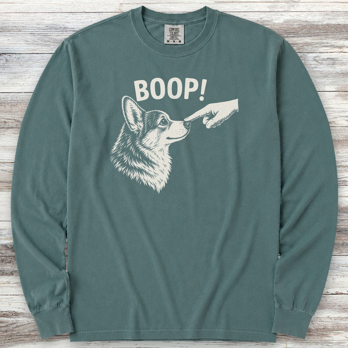 Corgi BOOP! Long Sleeve Tee - Blue Spruce