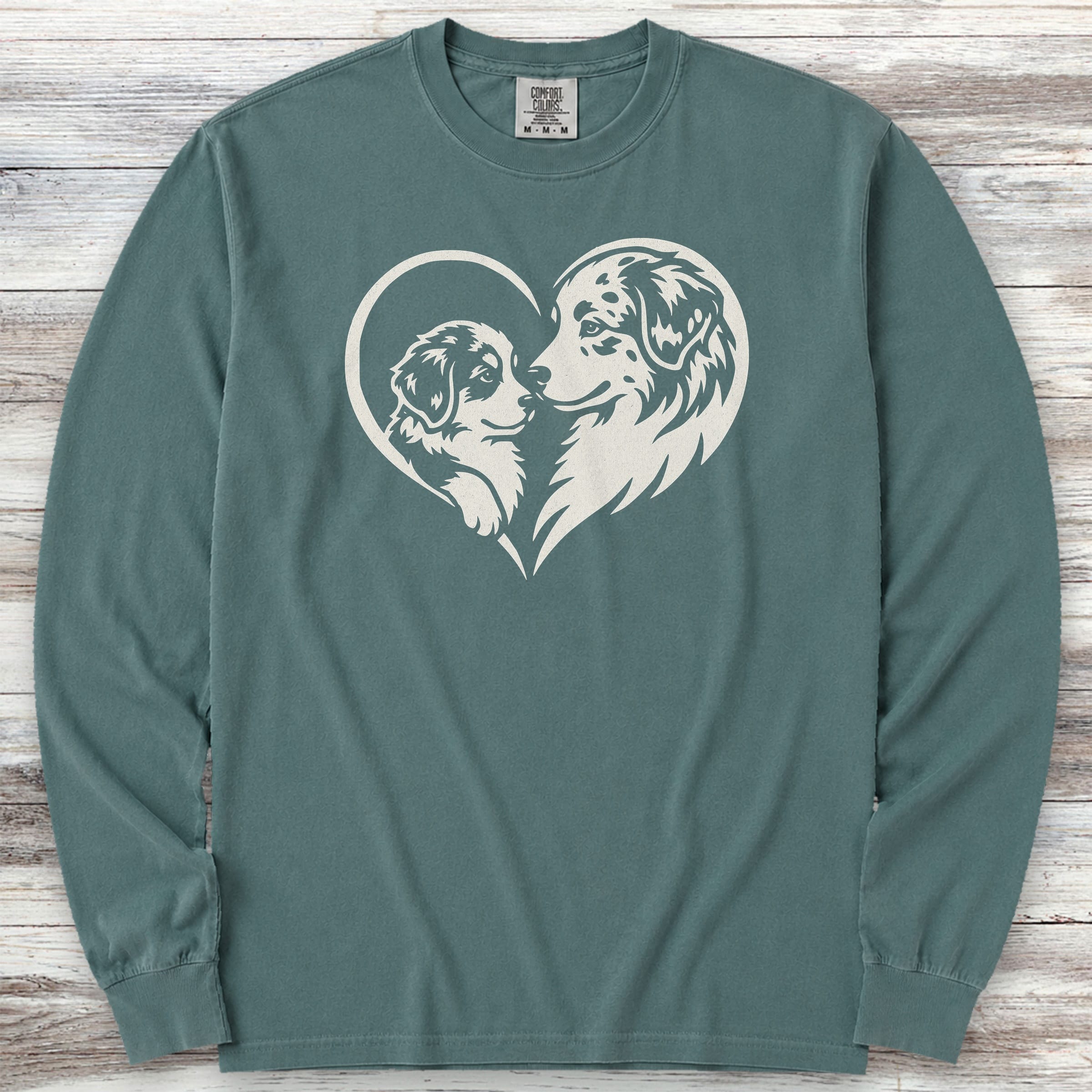 Australian Shepherd Heart Bond Long Sleeve Tee - Blue Spruce