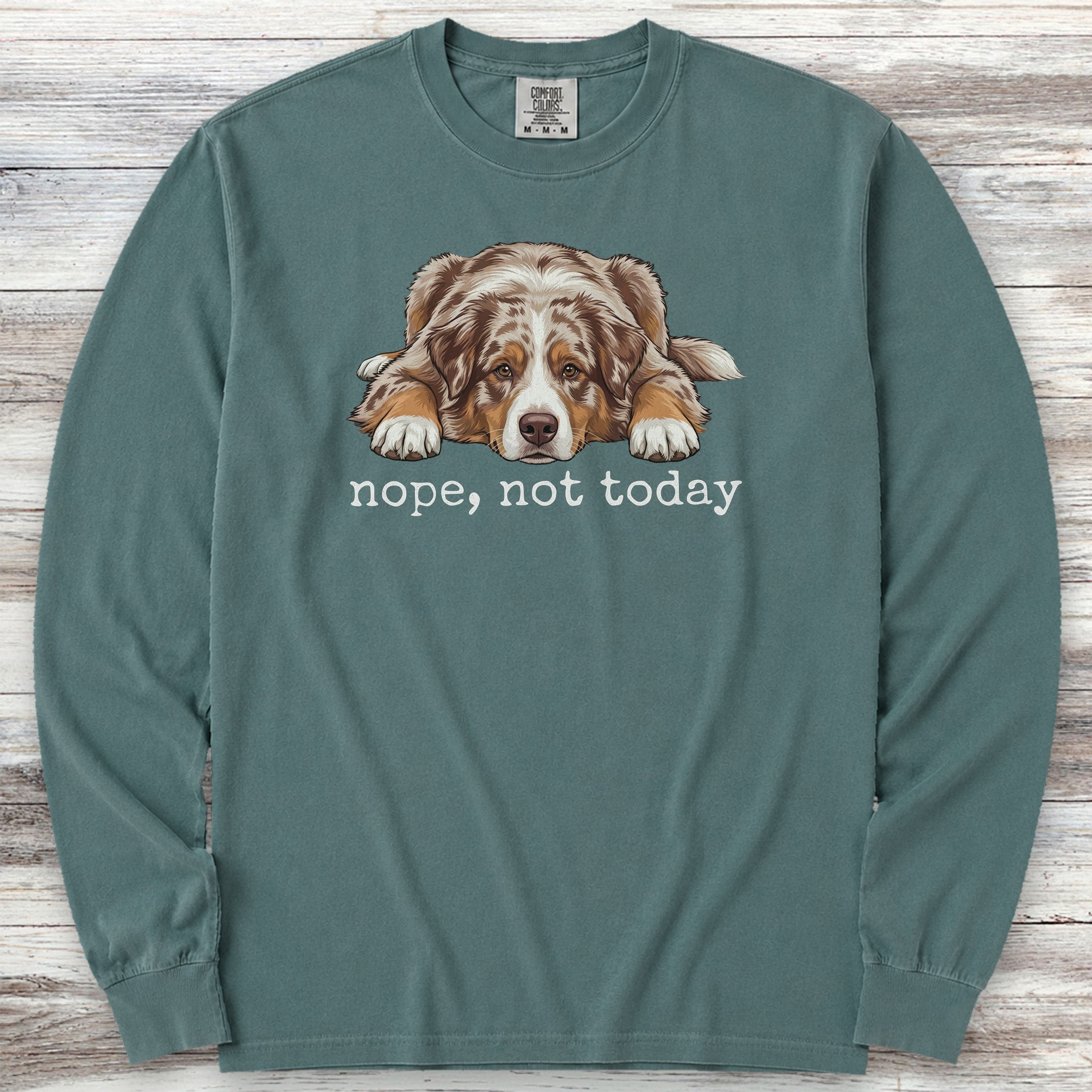 Australian Shepherd Red Nope Long Sleeve Tee - Blue Spruce