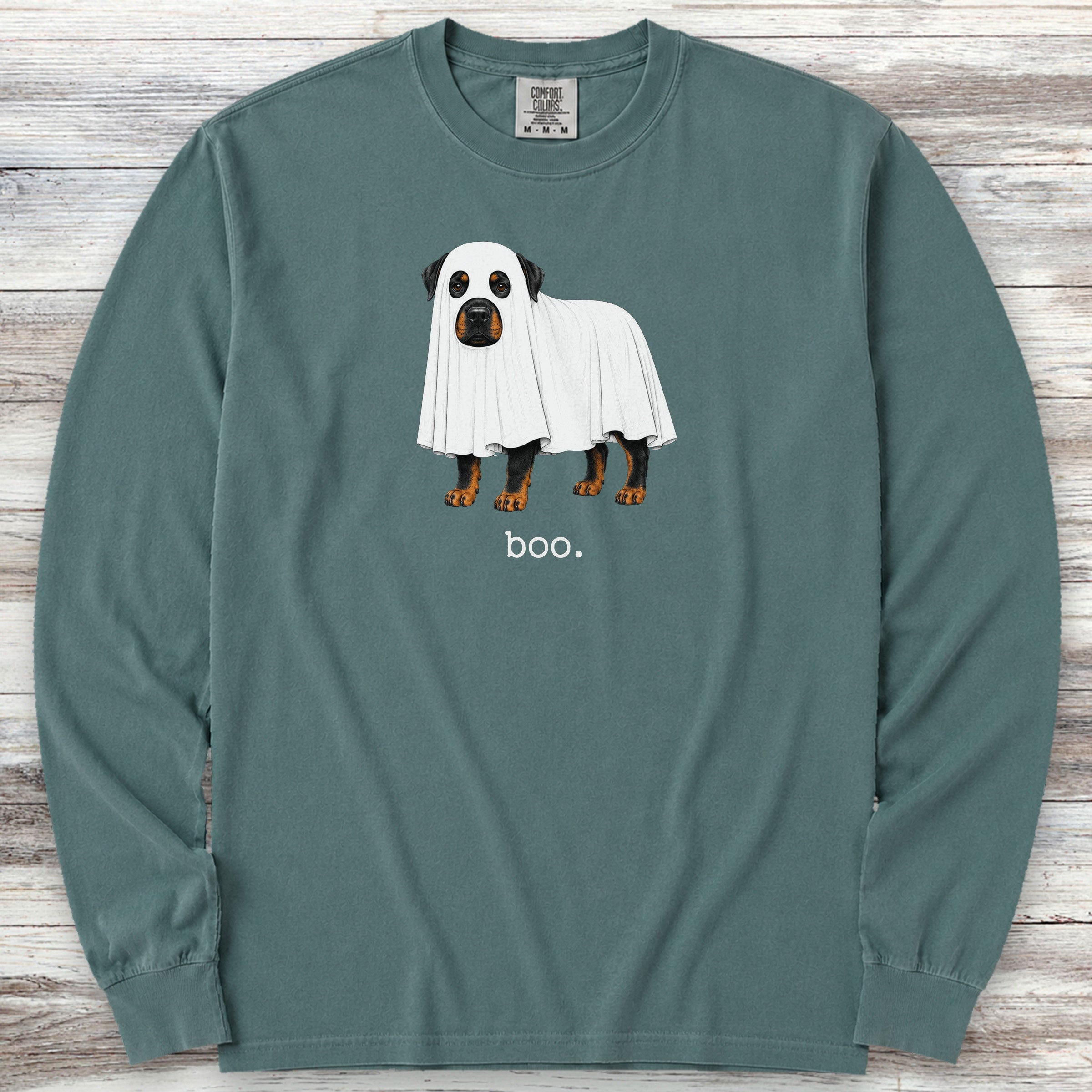 Rottweiler Boo Long Sleeve Tee - Blue Spruce