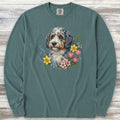 Aussiedoodle Spring Portrait Long Sleeve Tee - Blue Spruce